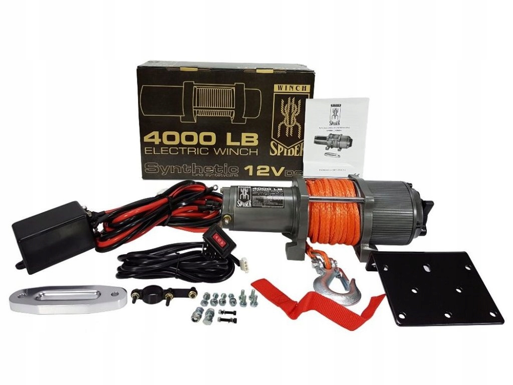 Elektrický lanový navijak 12V 1814Kg 4000lbs syntetické lano M80800