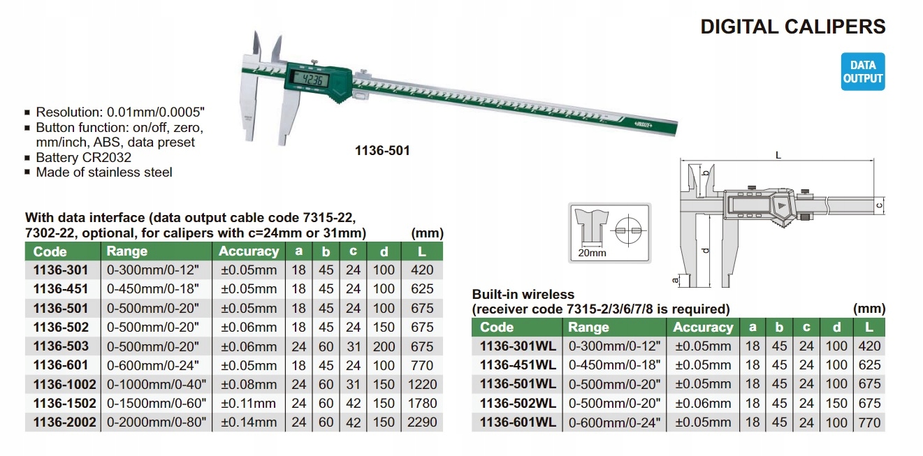 Suwmiarka elektroniczna Insize zakr.500mm 1136-502 EAN (GTIN) 6928640301575