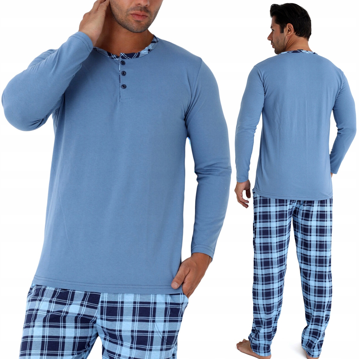 Pánské pyžamo 100% Bavlna Dlouhý set na zimu Mikina kalhoty XL