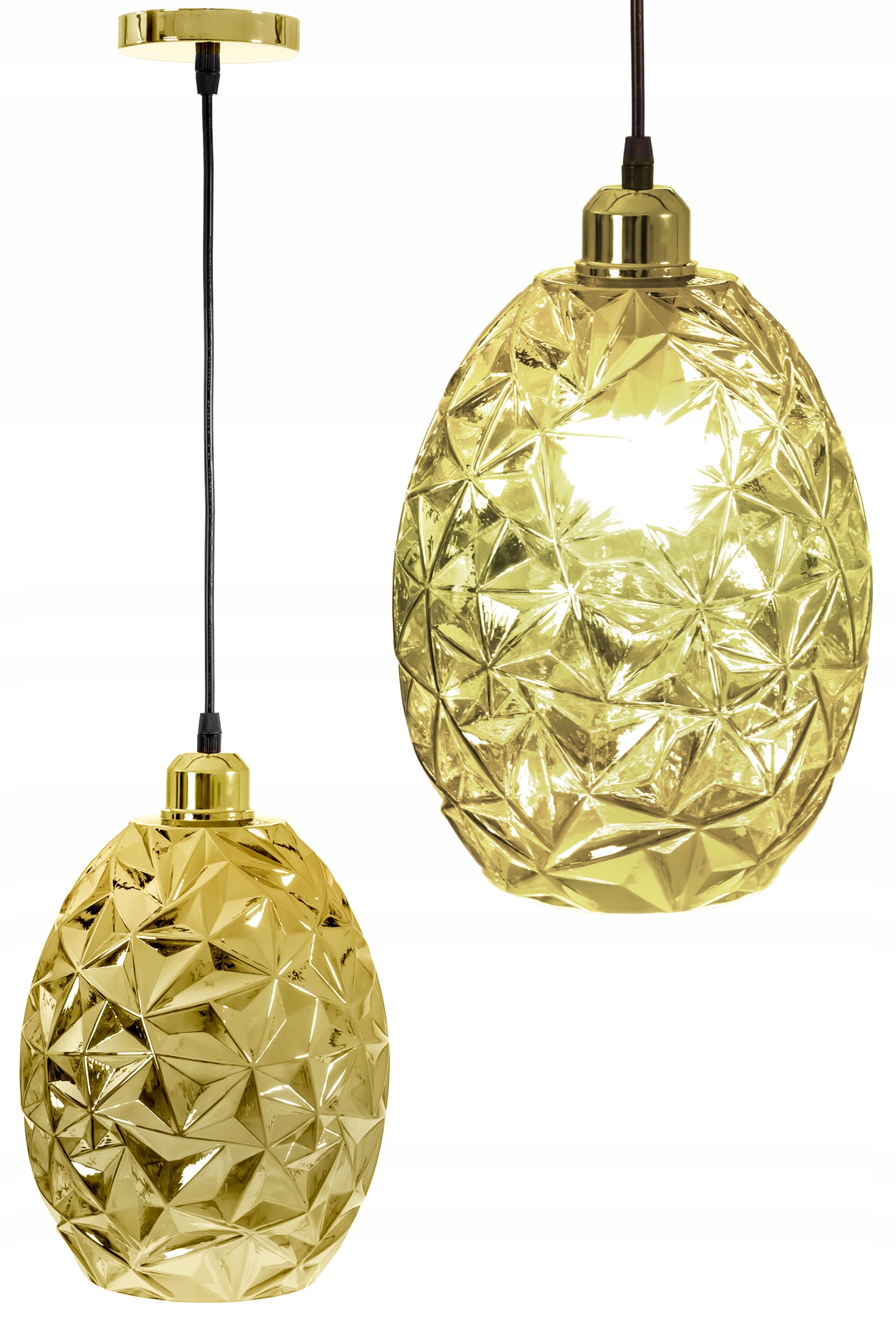 

Lampa Sufitowa Wisząca Szklana Złota Glamour Gold