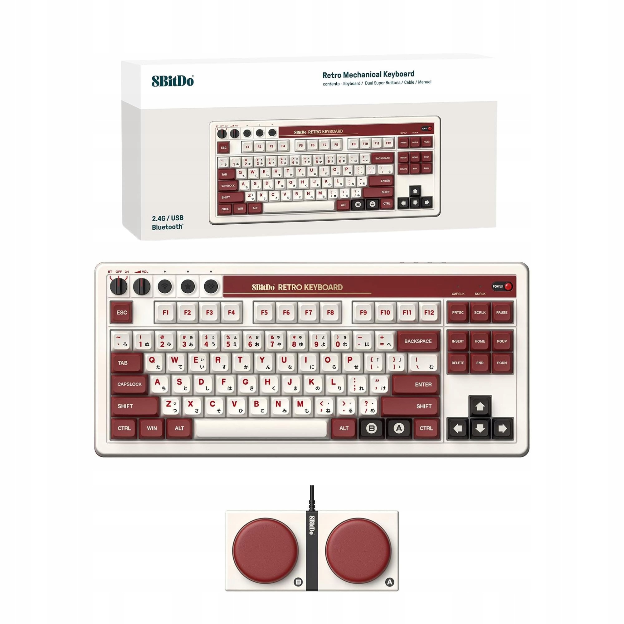 Mechanická Herná Klávesnica 8BITDO Retro, Bezdrôtová, Tlačidlá