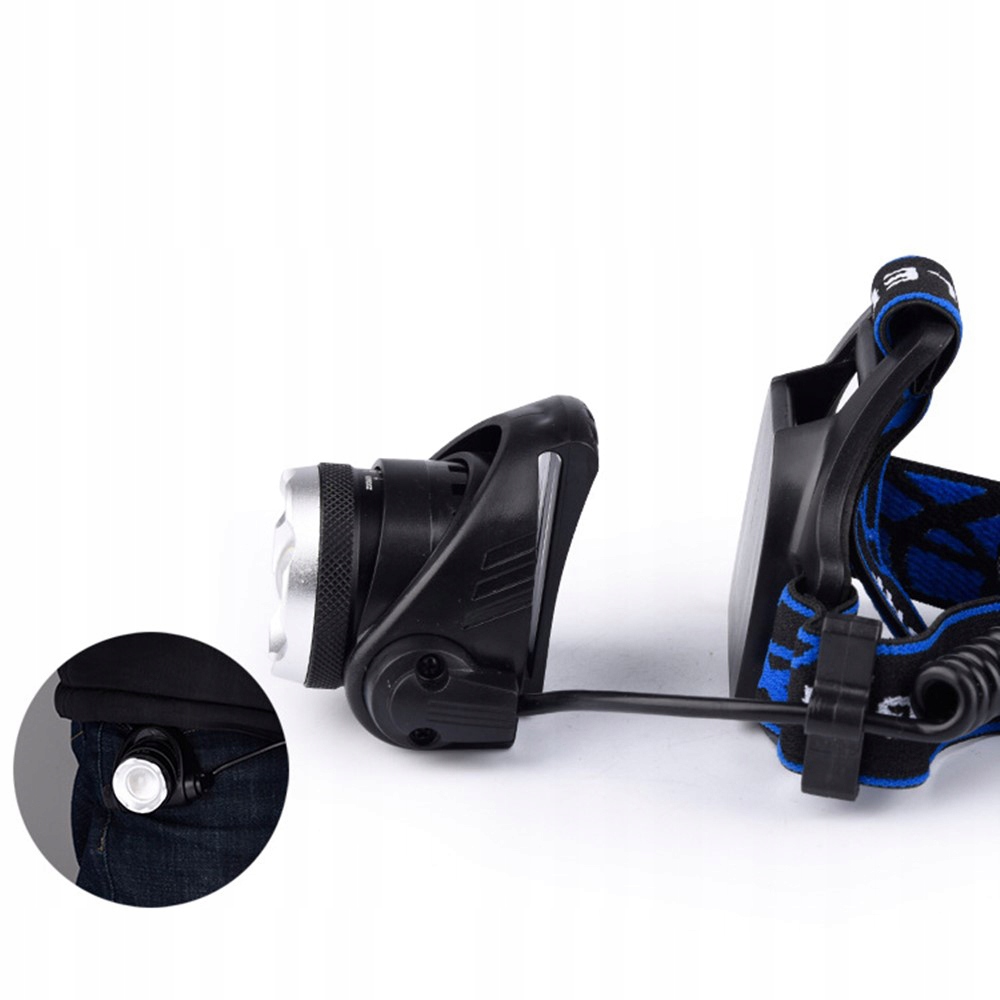 MOCNA LATARKA CZOŁOWA LED CZOŁÓWKA Q5 ZOOM NA GŁOWĘ ZESTAW AKUMULATOROWA Klasa wodoszczelności IPX 4