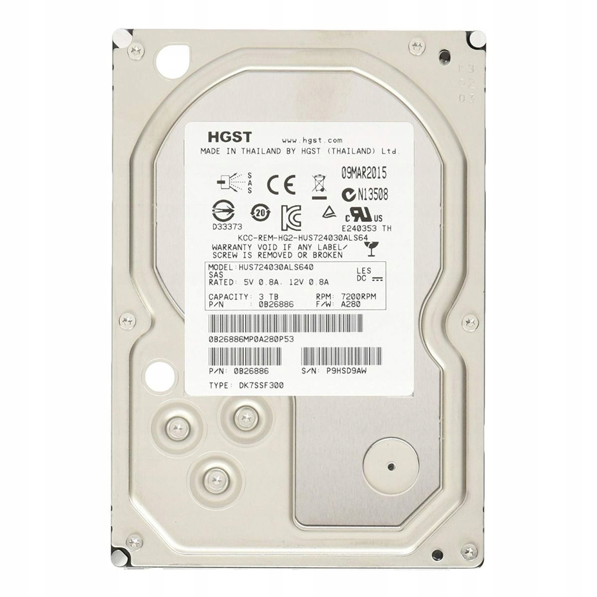 

Hgst HUS724030ALS640 3TB 7.2k Sas 3.5'' 0B26910