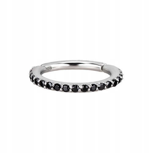 Náušnice kolečko clicker stříbrná černá Premium Zirconia 1,2/6