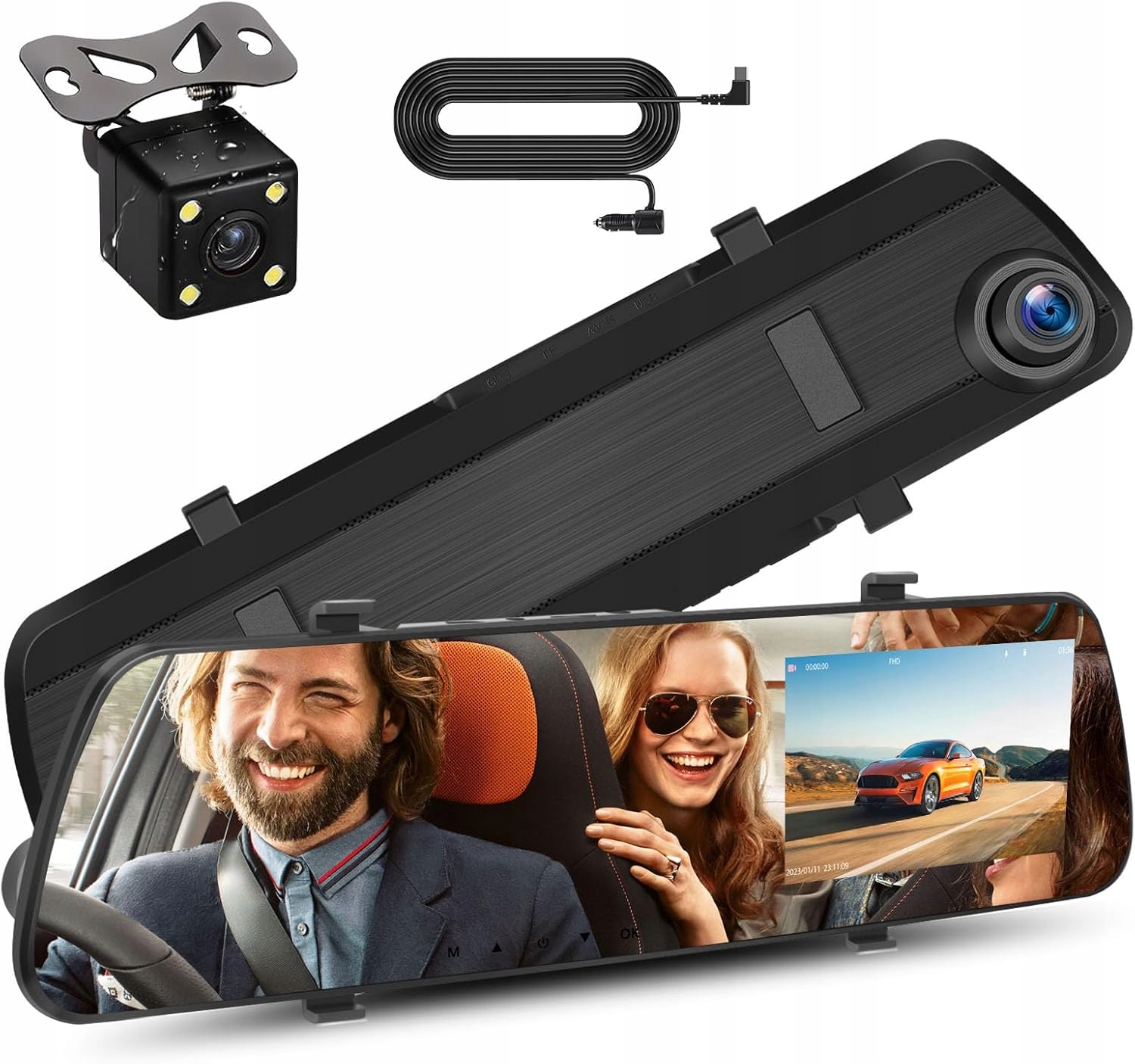 Autokamera Videorekordér Spätné Zrkadlo Dashcam Ips 1080P Fhd