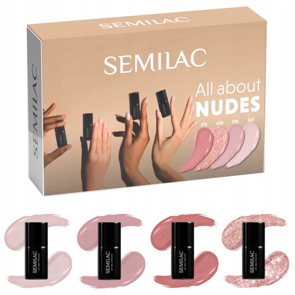 Semilac Sada hybridních laků All About Nudes Set 378 458 586 587