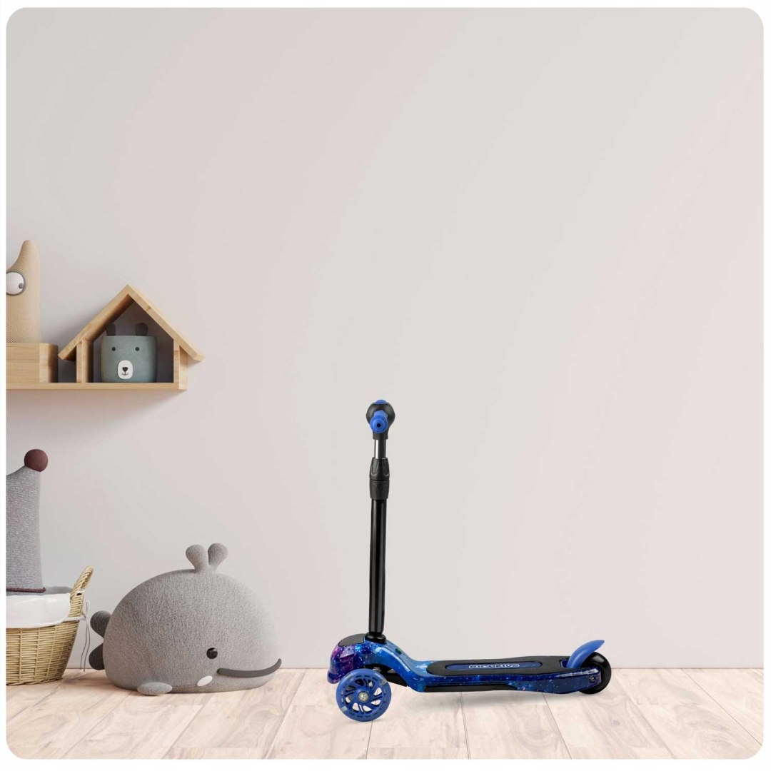 HULAJNOGA DLA DZIECI TRÓJKOŁOWA BALANSOWA SKŁADANA czarno-niebieska Hamulec tak