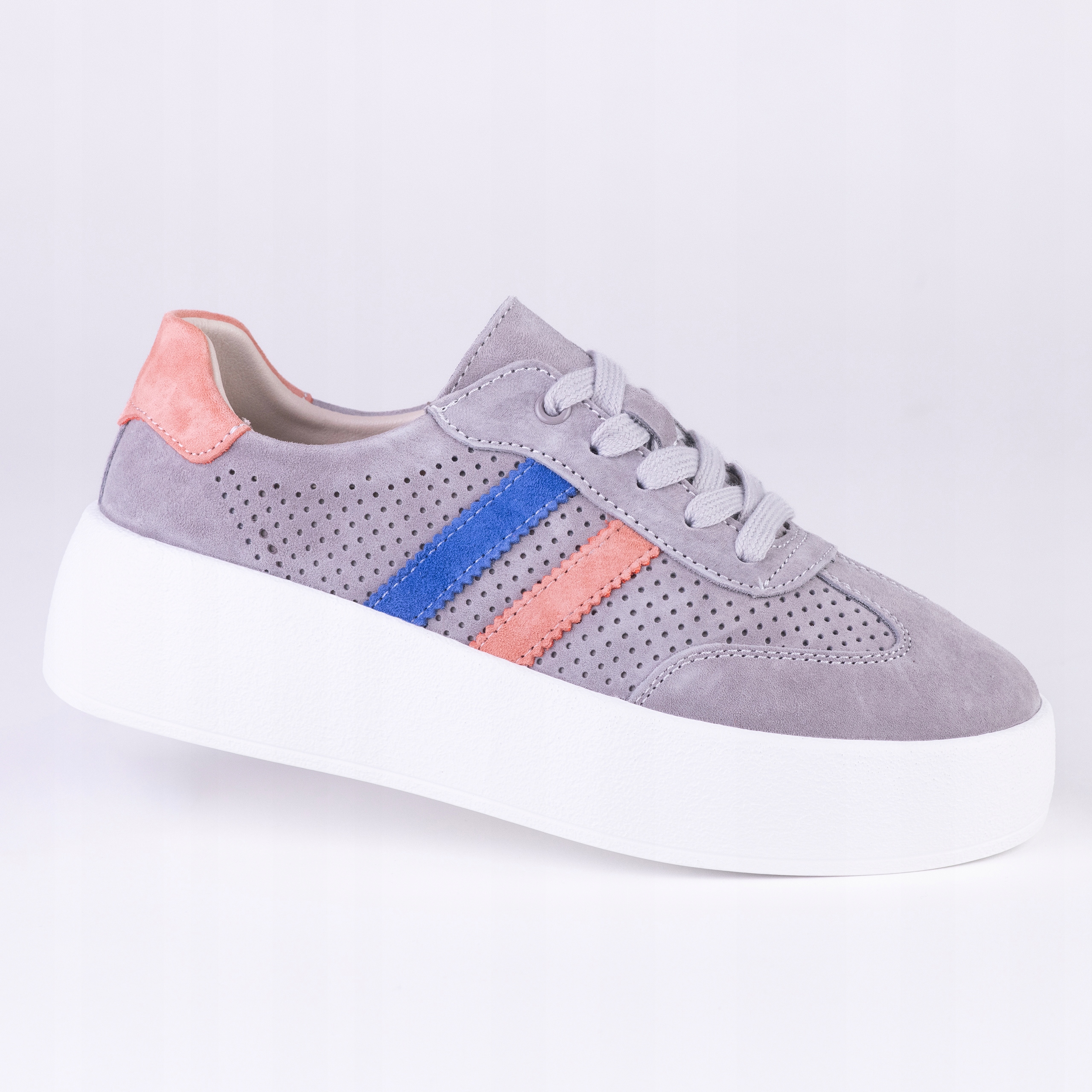 Dámské tenisky Goodin GD-XF-212 kůže semiš ažurová platforma šedá 39