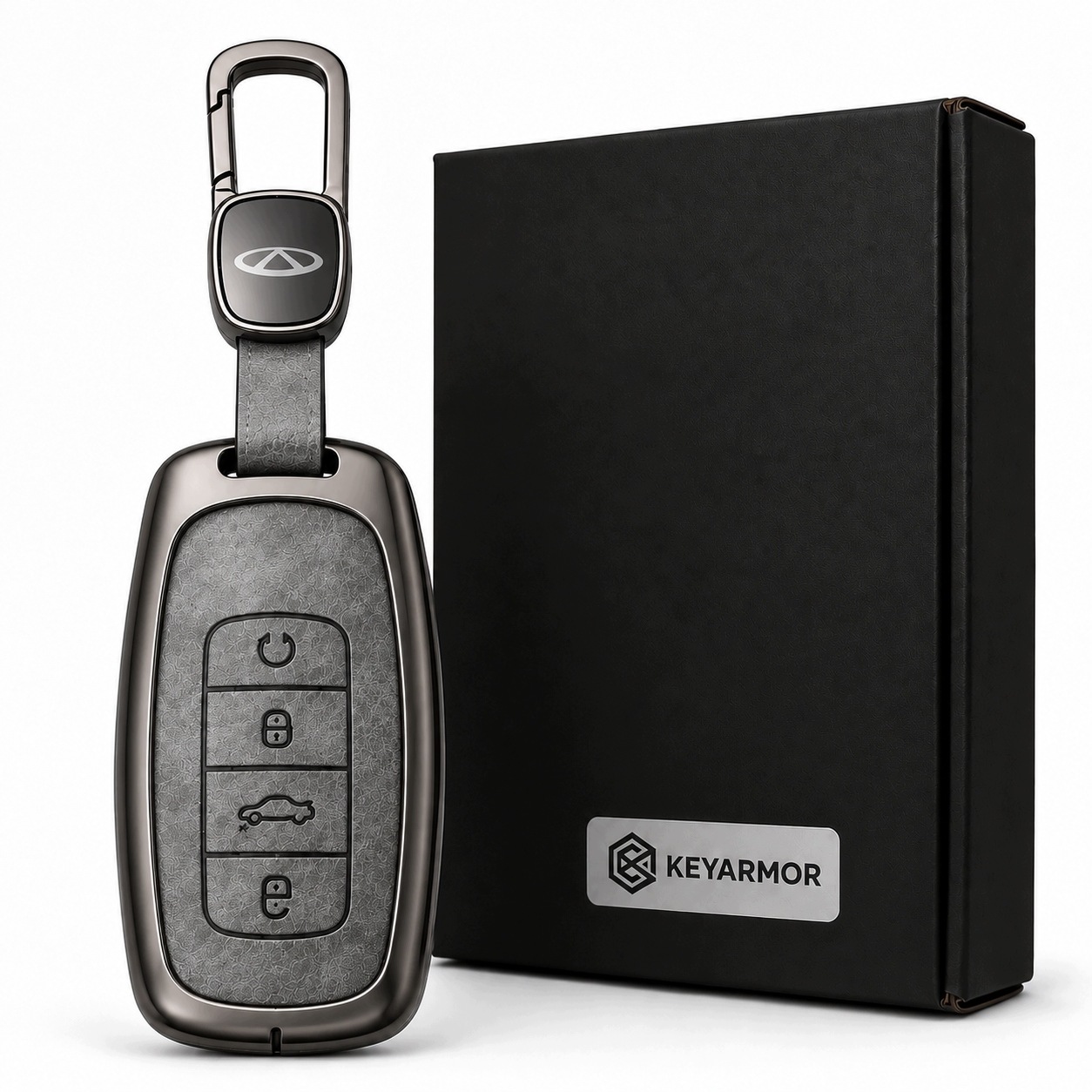 Keyarmor Etui na kluczyk Omoda 5 9 Jaecoo 7 8 Chery Tiggo Skóra Metal Szare