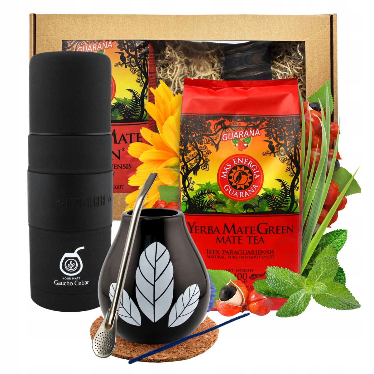 Levně Dárková sada Yerba Mate Energia 400 g 0,4 kg Yerbomos X All In One