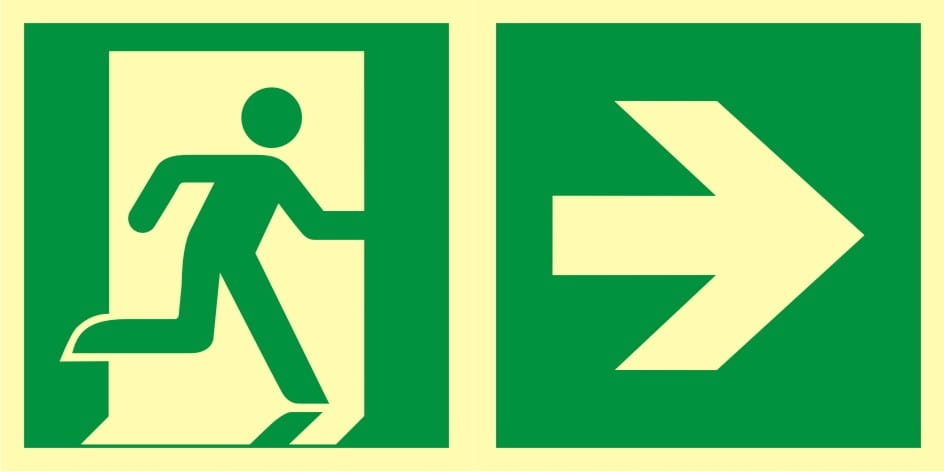 WYJŚCIE EWAKUACYJNE TABLICZKA KIERUNEK DO WYJŚCIA W LEWO ŚWIECĄCY PCV