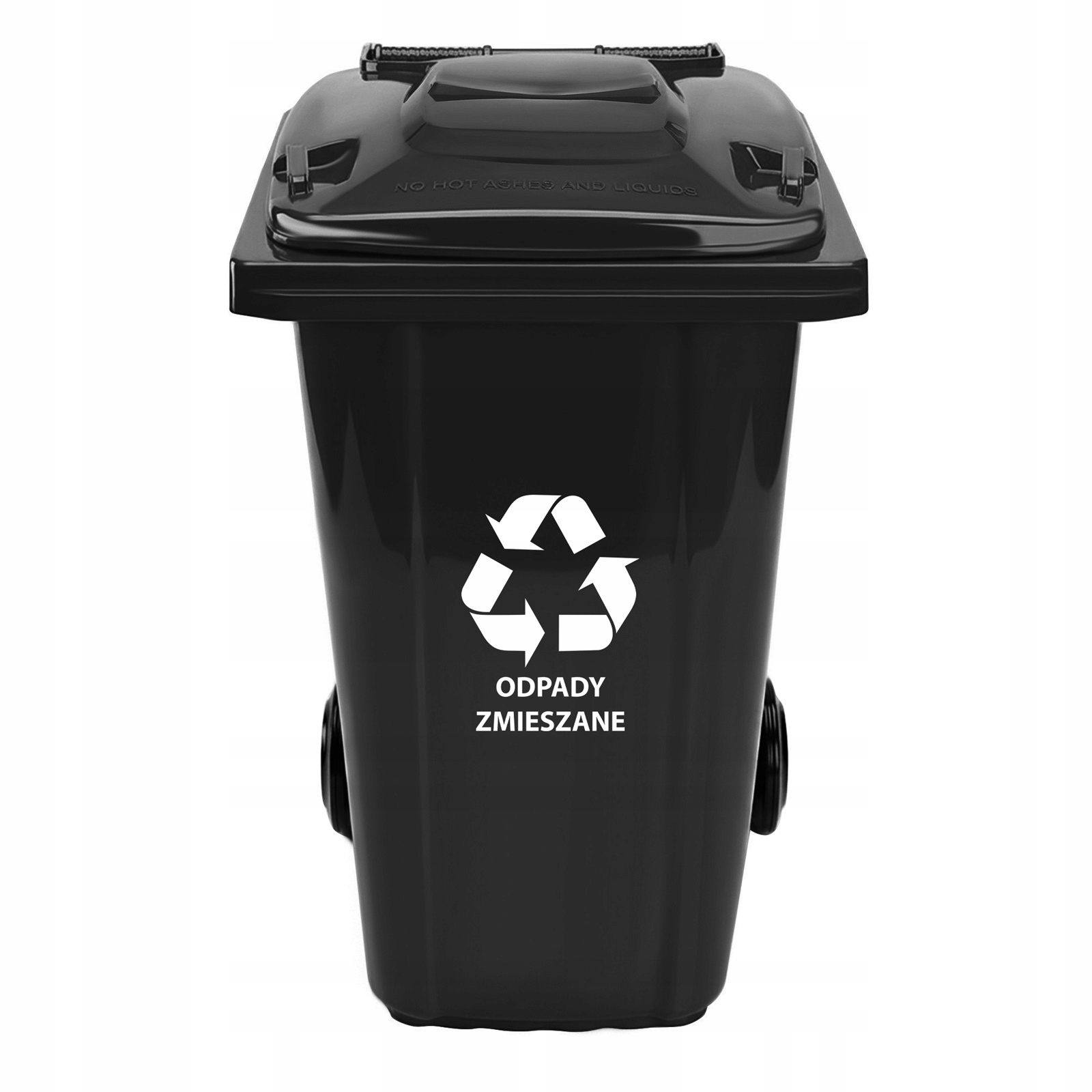Pojemnik na odpady 240L czarny mobilny kosz z pokrywą i uchwytami Nadruk