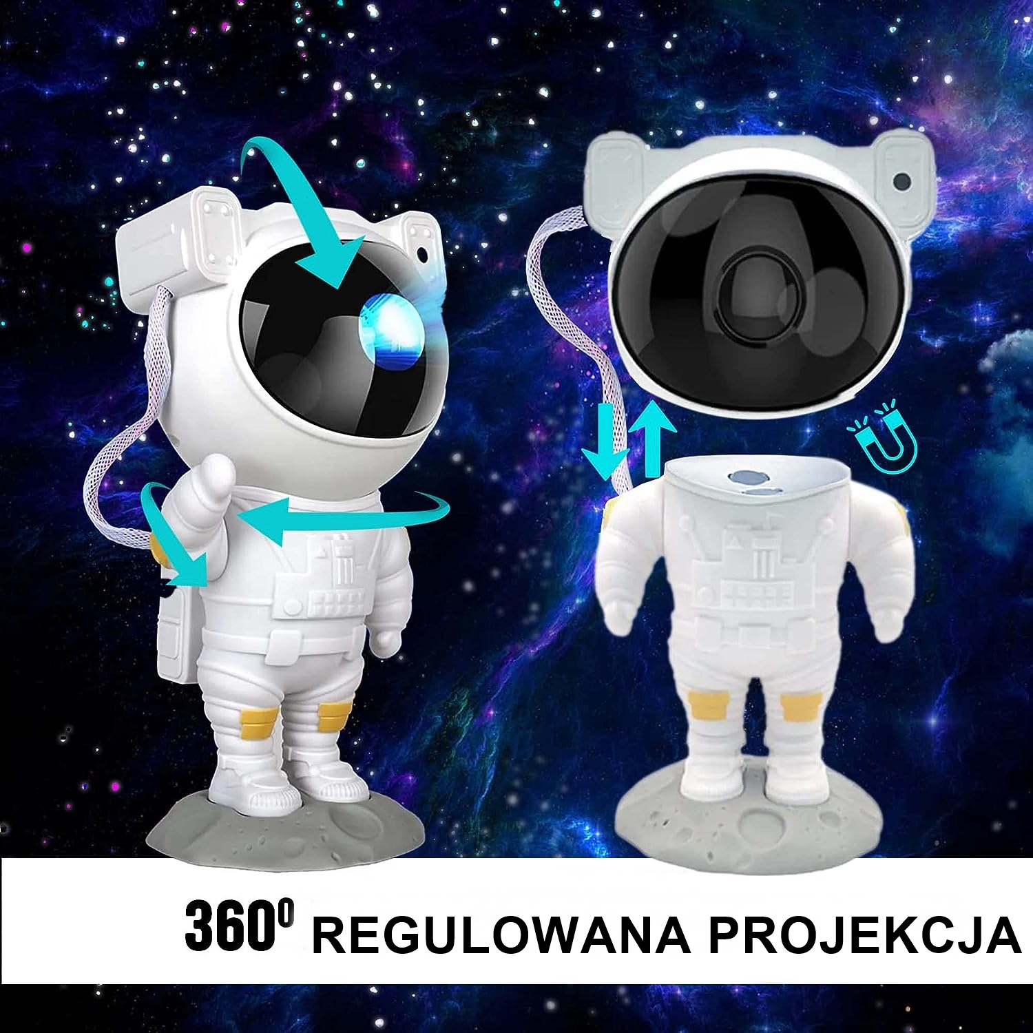 PROJEKTOR ASTRONAUTA GWIAZD NIEBA LED LAMPKA NOCNA WYŚWIETLACZ PROJEKCJA == Kod producenta LAMPKA PROJEKTOR ASTRONAUTA KOSMOS RZUTNIK