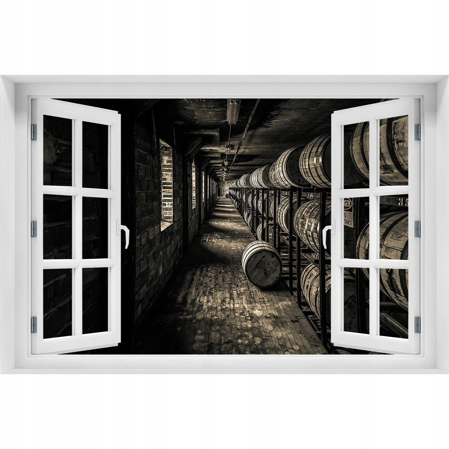 

Fotoobraz Naklejka 3D Okno Beczki Burbon 150x100