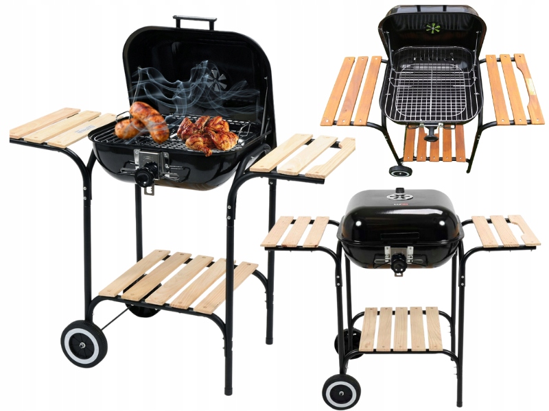 

Duży Gril Grill Ogrodowy Węglowy Z Pokrywą 40x45cm