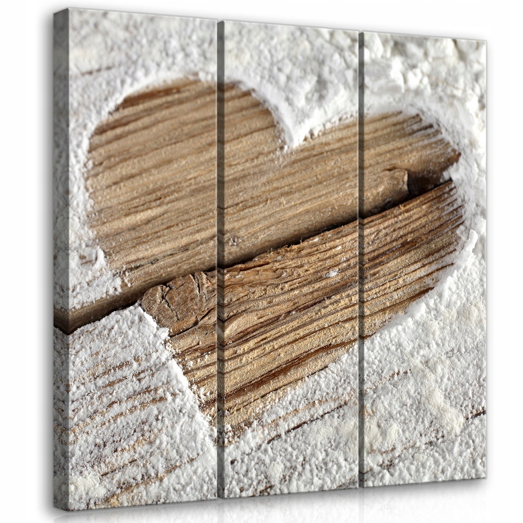 Obraz 90x100 Dřevěné srdce láska rustikální textura teplý triptych