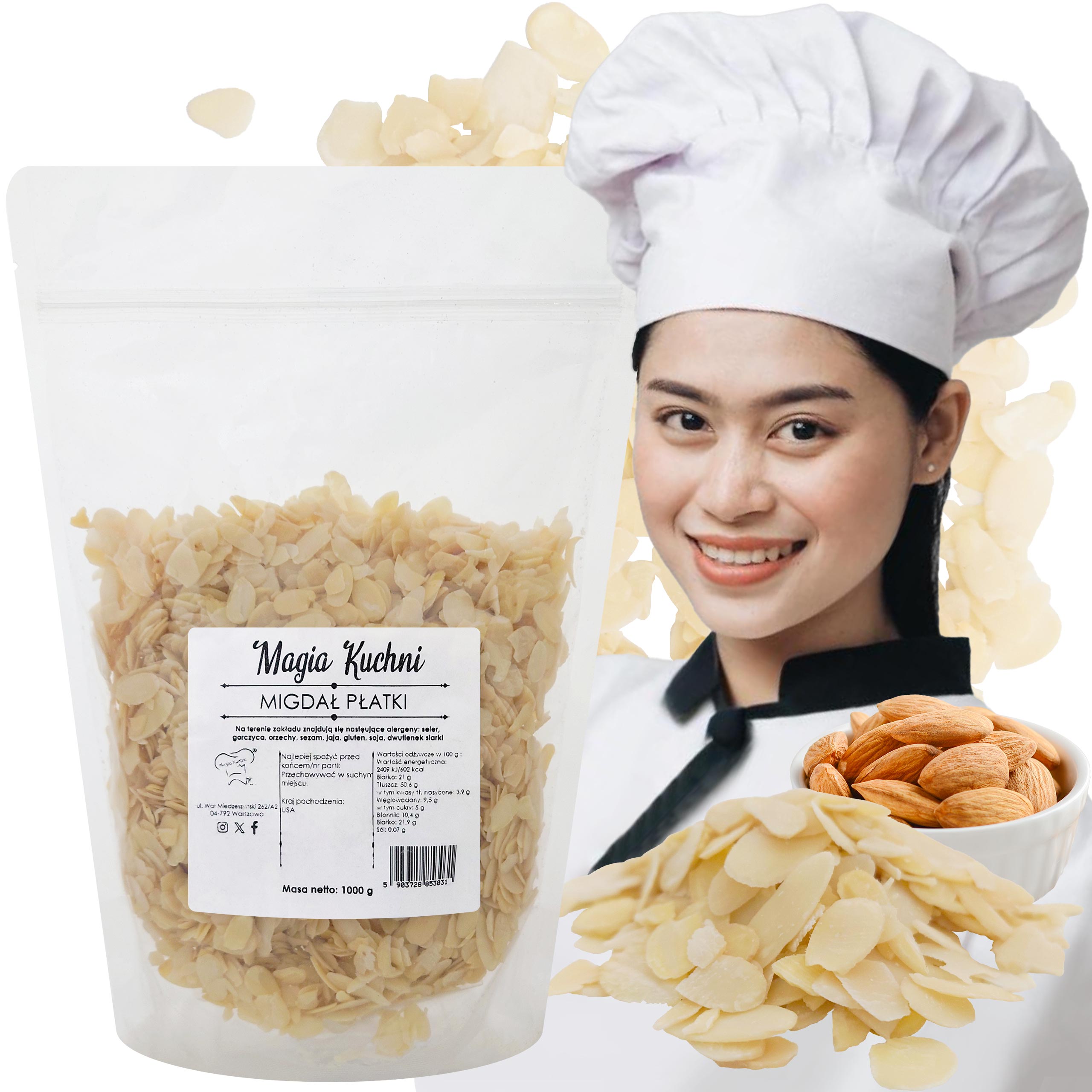 Levně Madlové plátky 1 kg mandle plátky Řezané