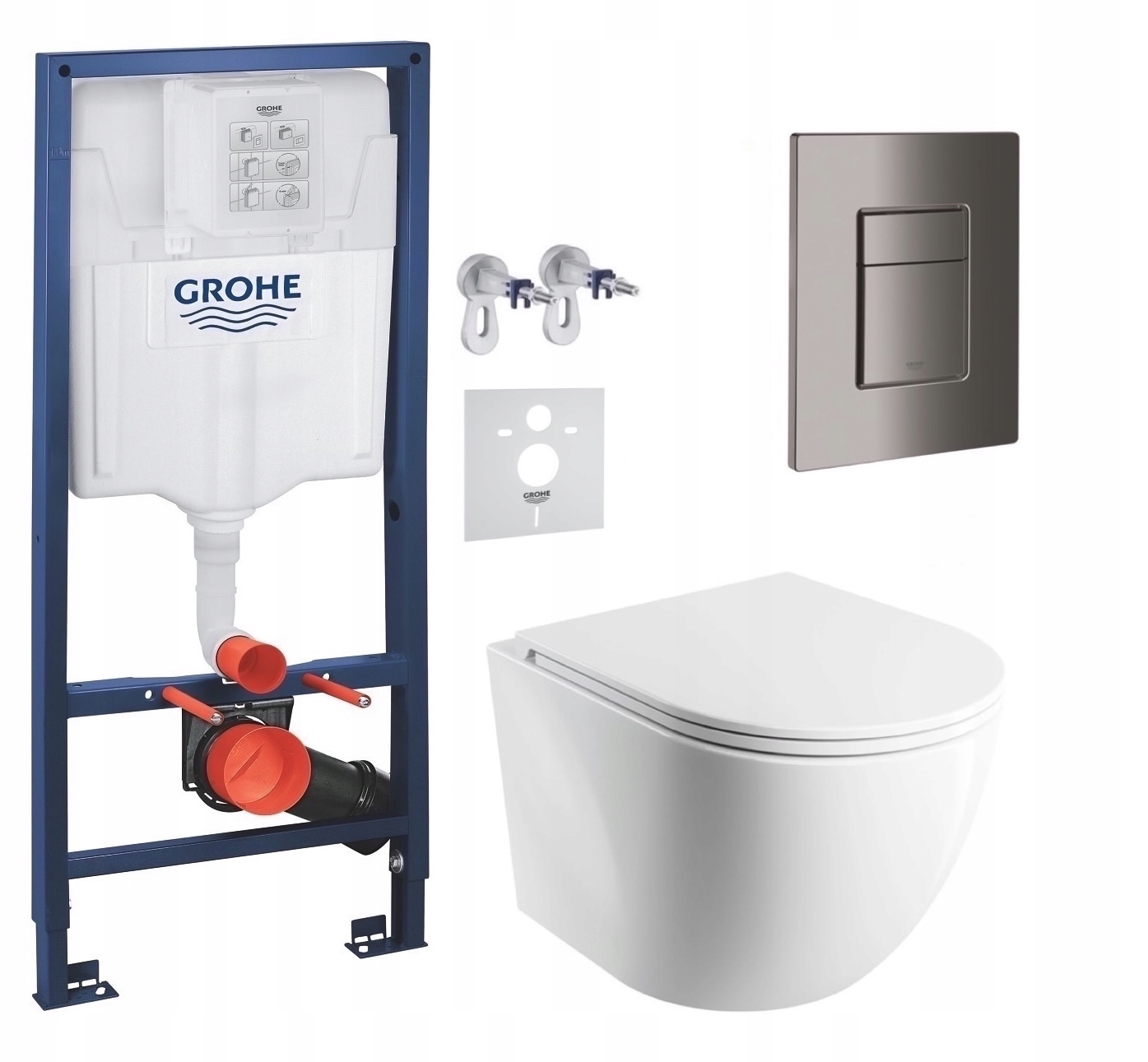 Podomítkový Wc set Grohe s mísou Cspmwbm a tlačítkem grafit, lesk