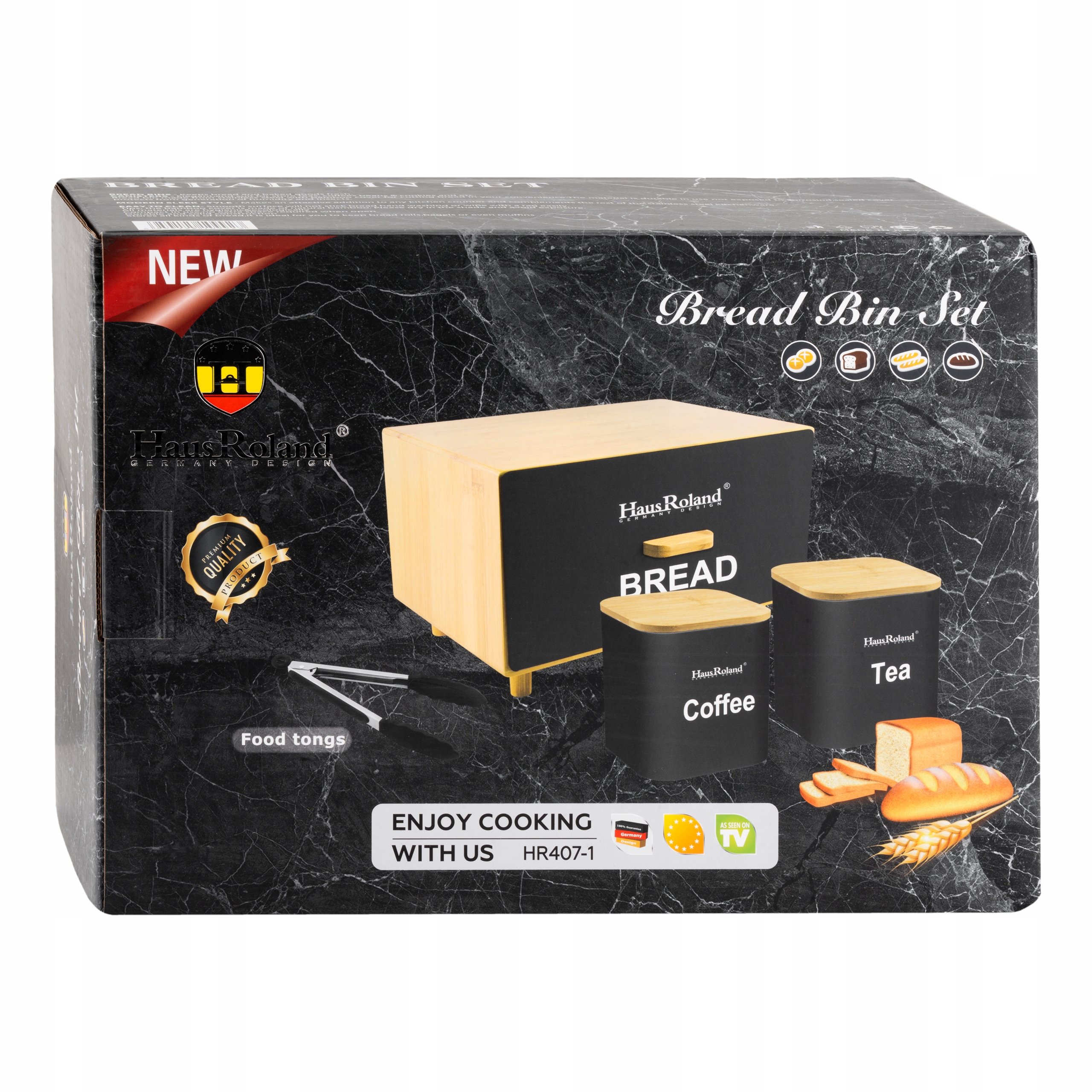 DUŻY CHLEBAK Z DESKĄ POJEMNIK NA CHLEB METALOWY Z BAMBUSOWĄ POKRYWĄ Linia chlebak bambusowy