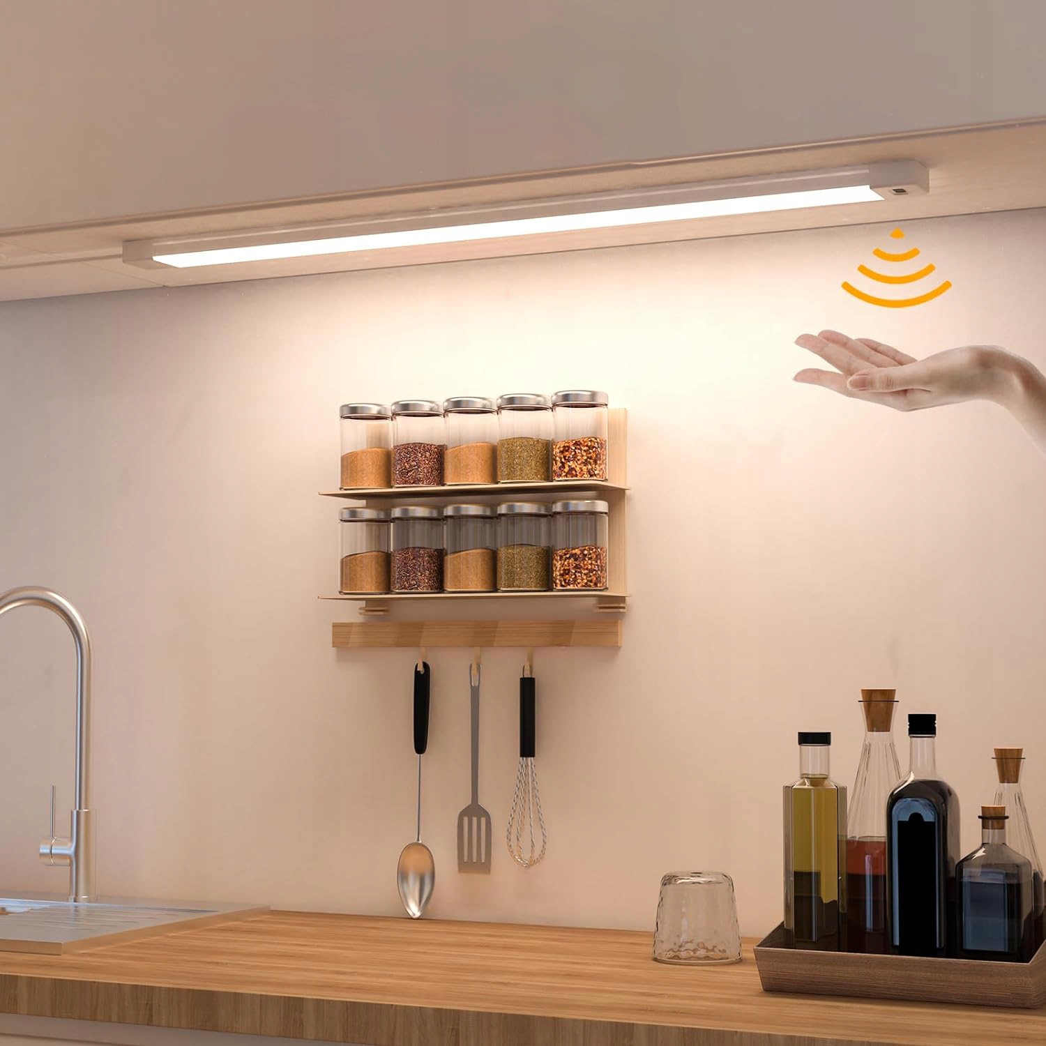 LAMPA LISTWA PODSZAFKOWA LED MEBLOWA NOCNA CZUJNIK NA RUCH RĘKĄ MAGNES 50cm Długość 0.5 m