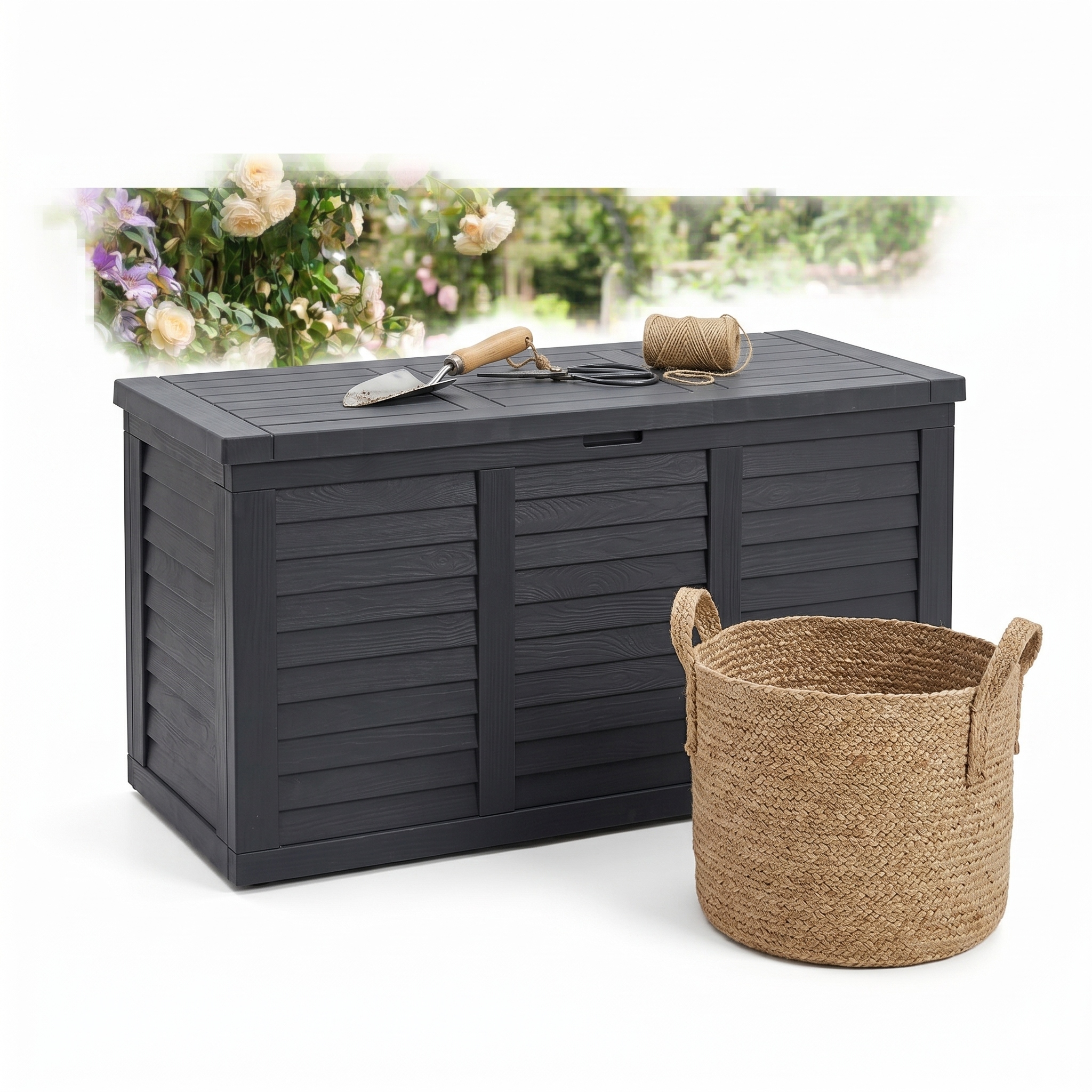 Skrzynia Ogrodowa Kufer Schowek Na Poduszki Czarna 120X53X58 CM 360 L