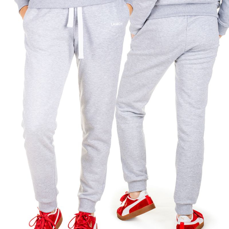 Šedé, teplé a měkké dámské tepláky polské značky Lamon Premium M