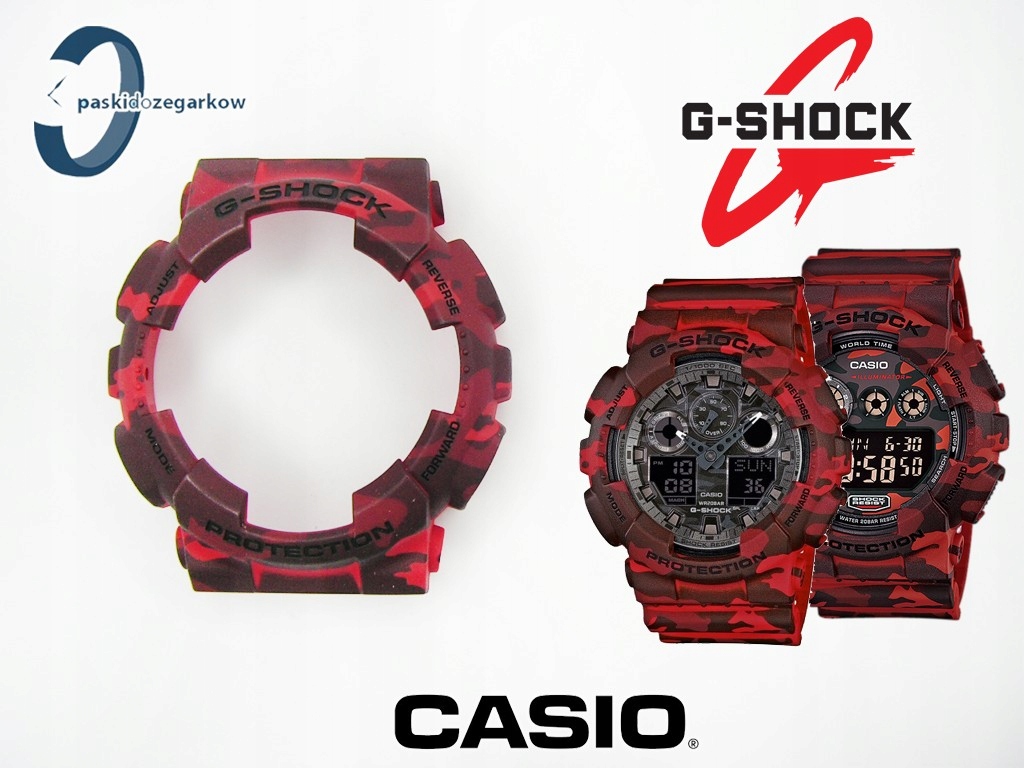 Bezel Casio GD-120CM-4 GA-100CM-4 GA-100 GA-110 GA-120 GD-120 maskáčový červená