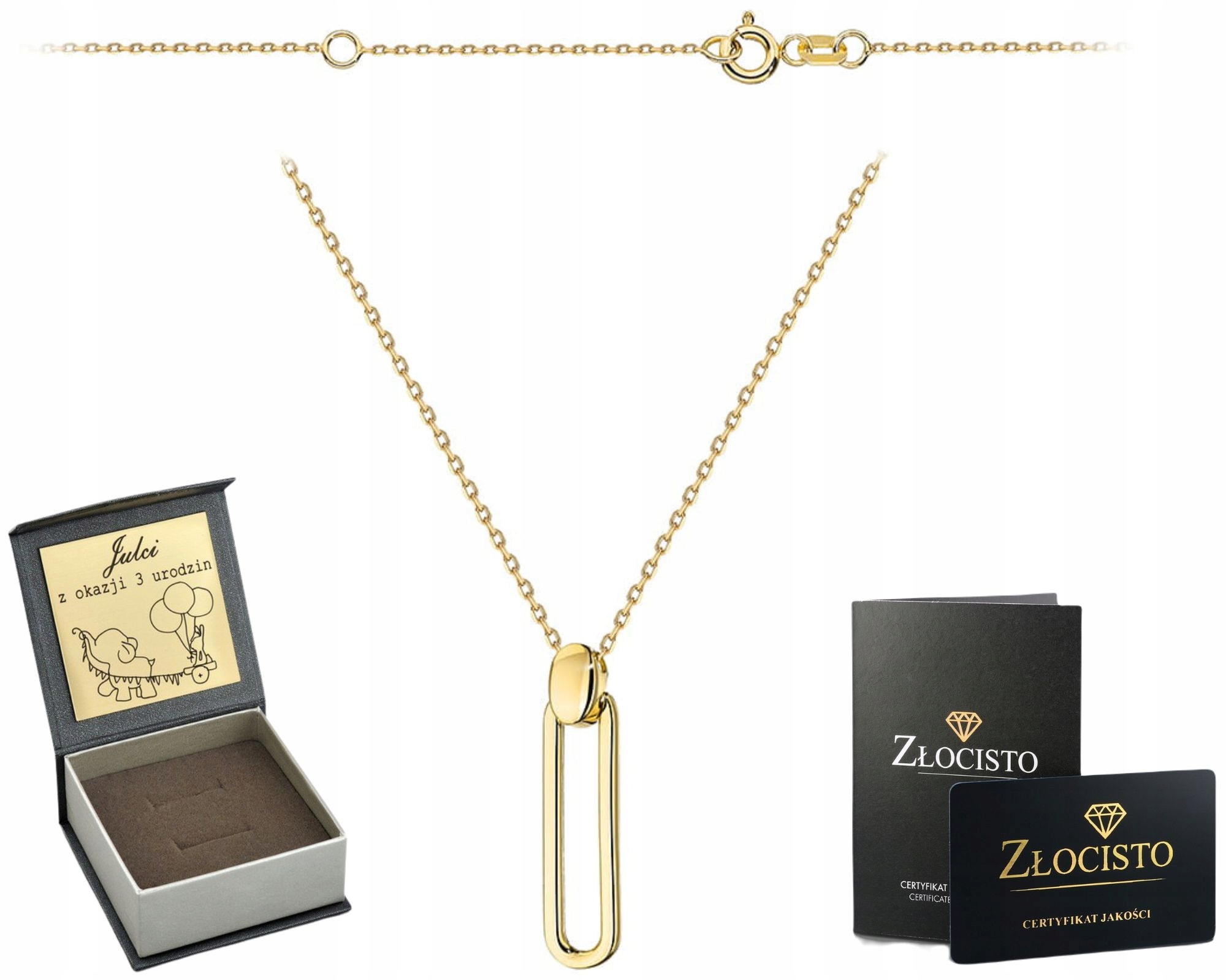 Zlatý Náhrdelník S Celebrity A Závěsným Ohněm Ryzost 585 Dárek Gravírování