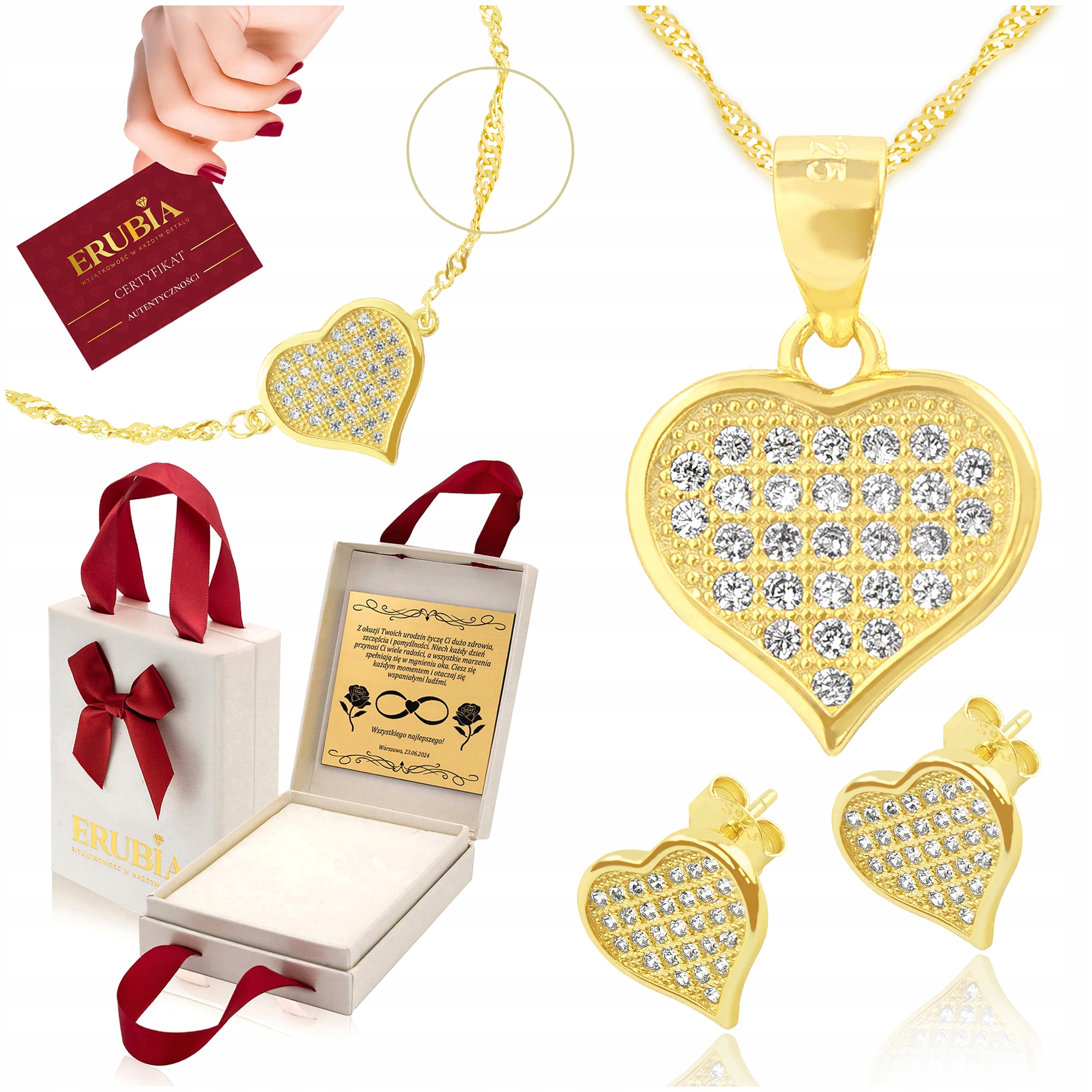 Sada Náušnice Náhrdelník Náramek Náušnice Zirkony Pozlacené 45 CM