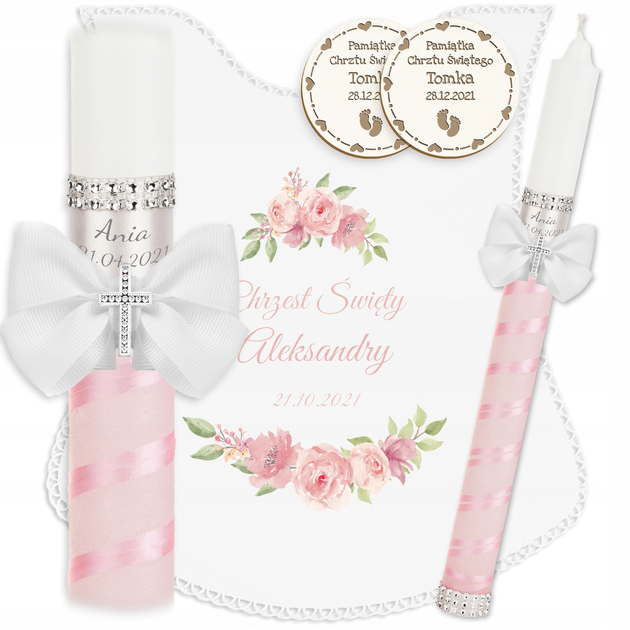 ŚWIECA NA CHRZEST SZATKA DO CHRZTU 2 x MAGNESY Pamiątka Chrztu Świętego Rodzaj świeca