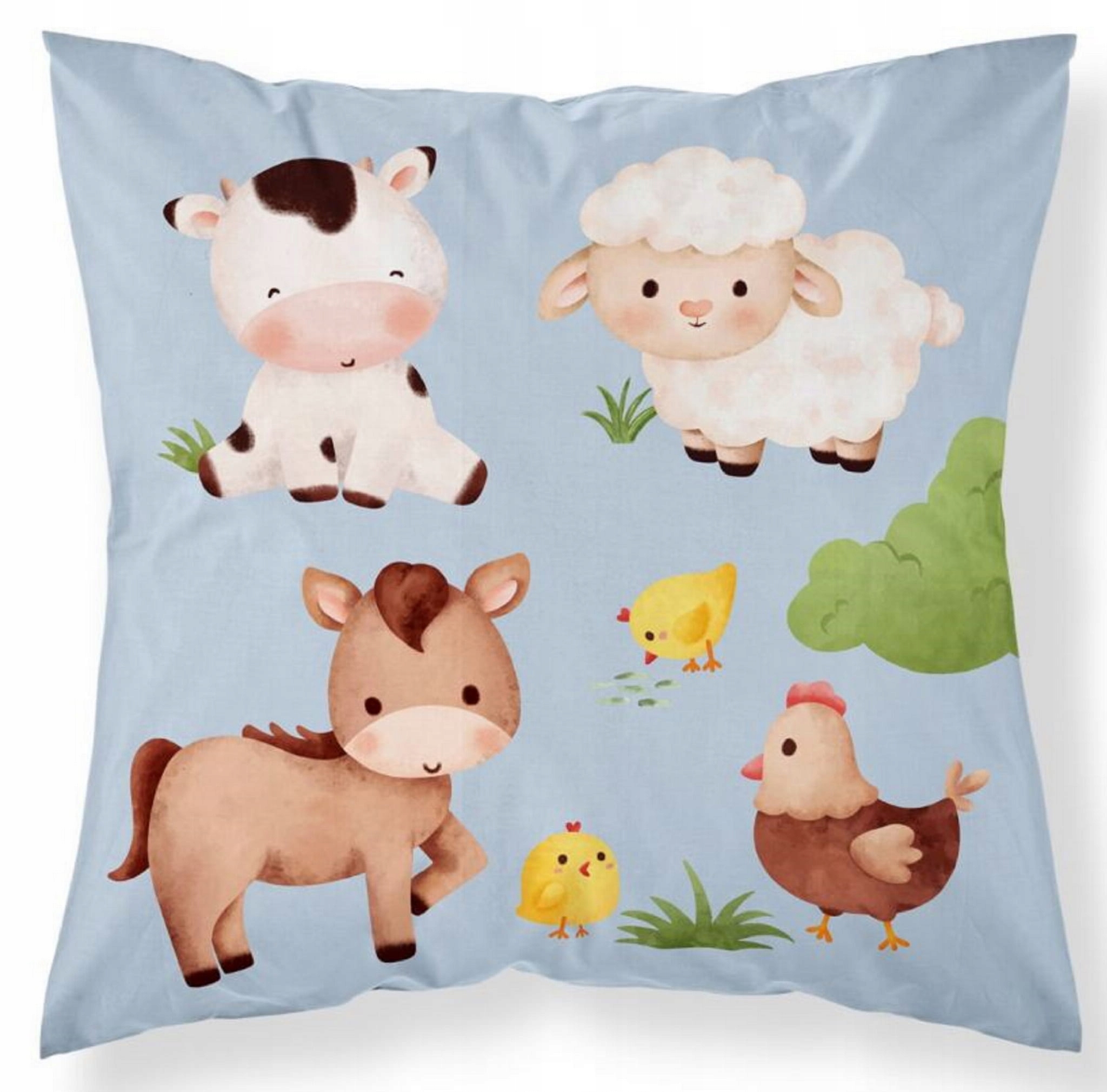 Poszewka 40x40 na poduszkę bawełniana dziecięcia zwierzęta farma dwutronna