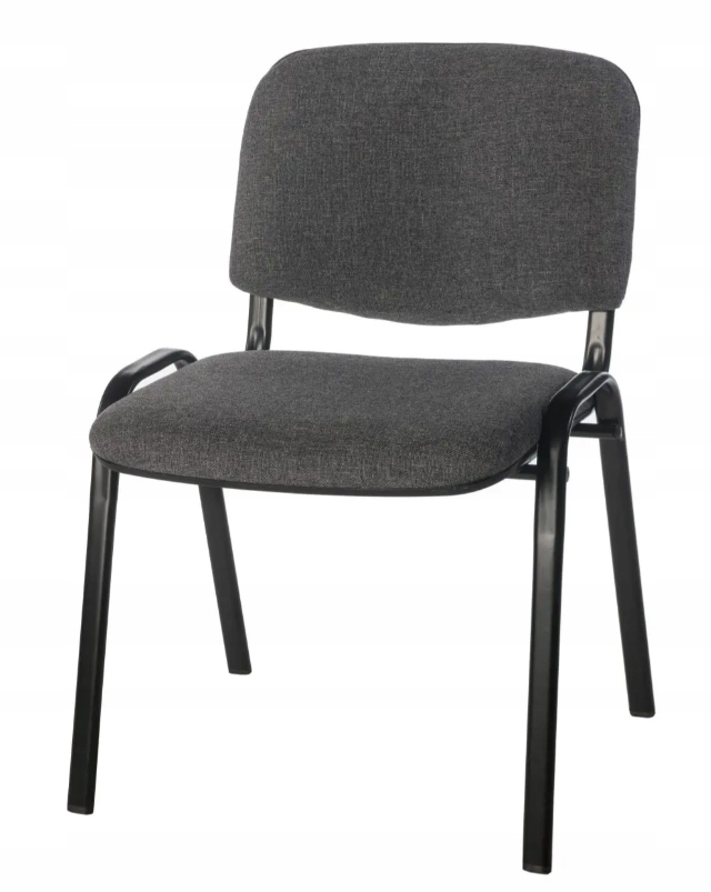 KRZESŁO KONFERENCYJNE BIUROWE ISO SZARE GRUBY PROFIL TAPICEROWANE Z ATESTEM Głębokość mebla 56 cm