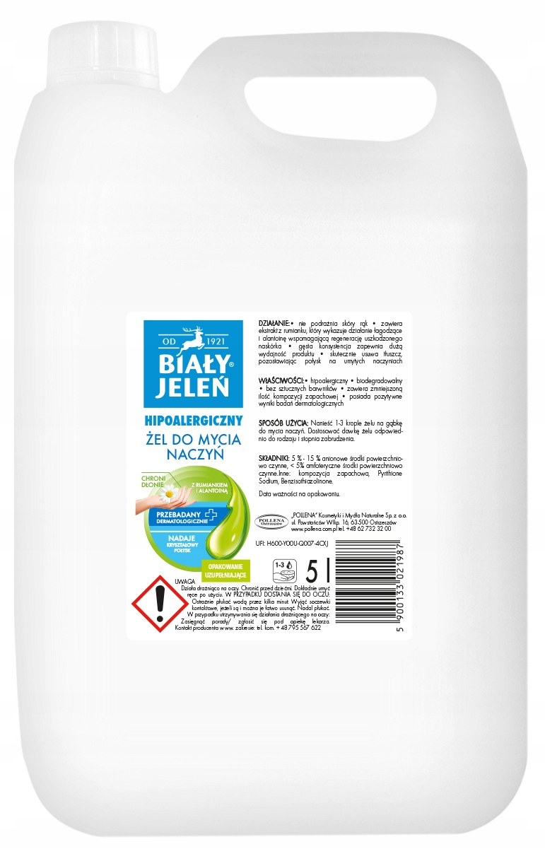 

Żel do naczyń z rumiankiem Biały Jeleń zapas 5l