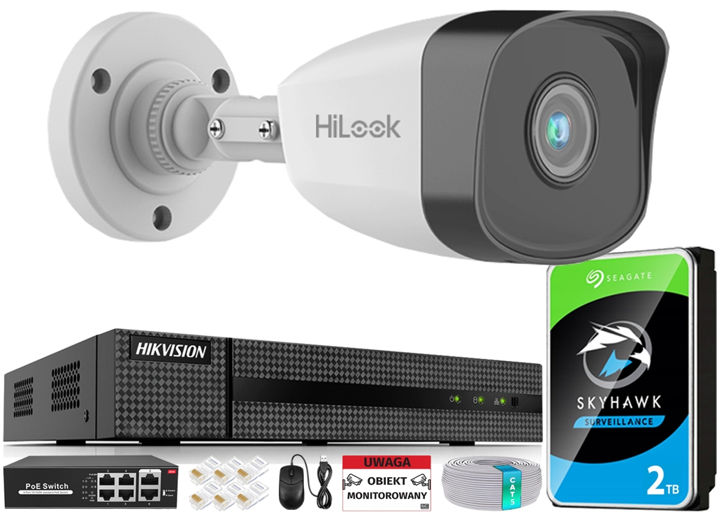 Ip monitorování 1 Kamera IPCAM-B5 2K 5Mpx rekordér 8 kanálů disk 2TB