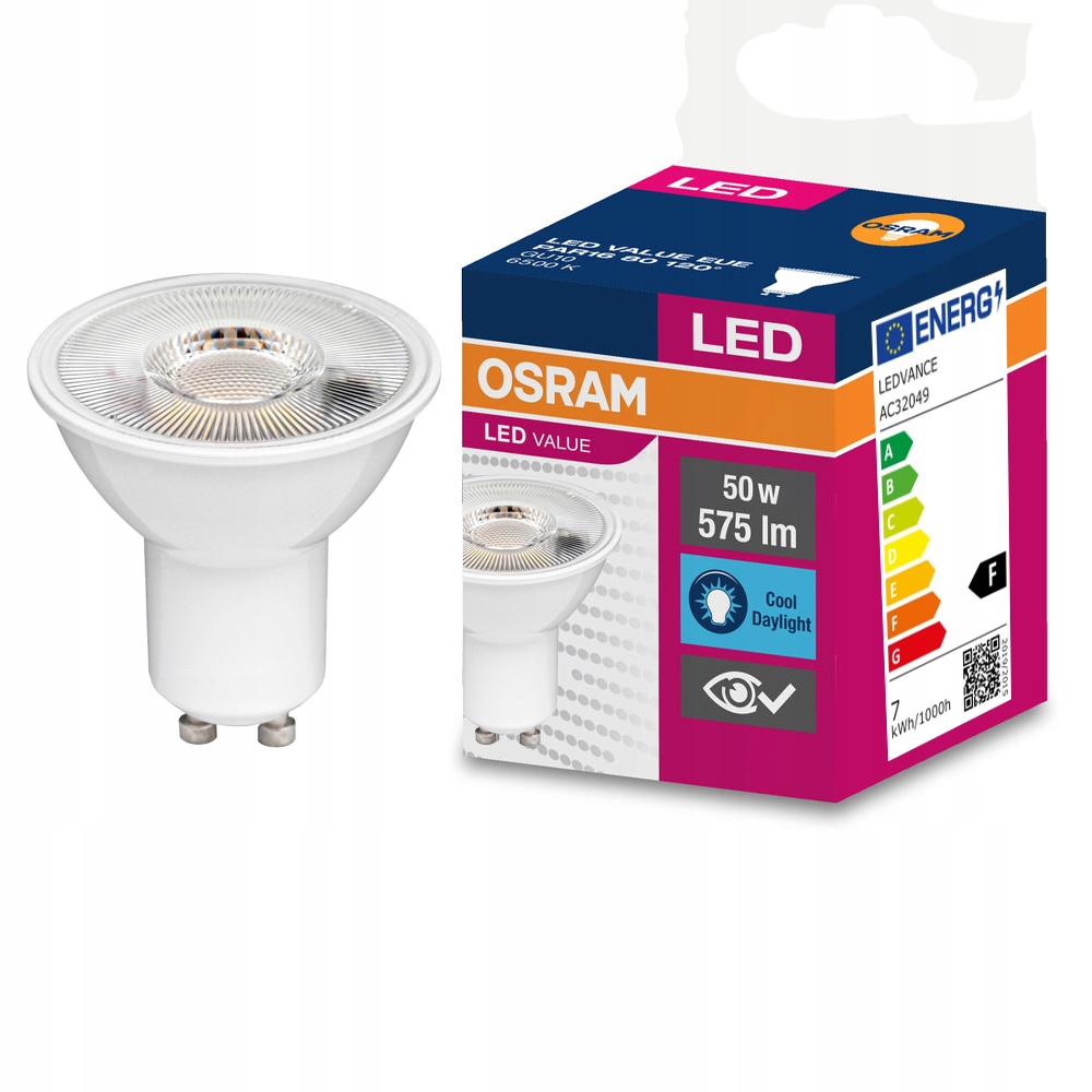 

Żarówka Led Halogen GU10 6,9W=50W 6500K Osram
