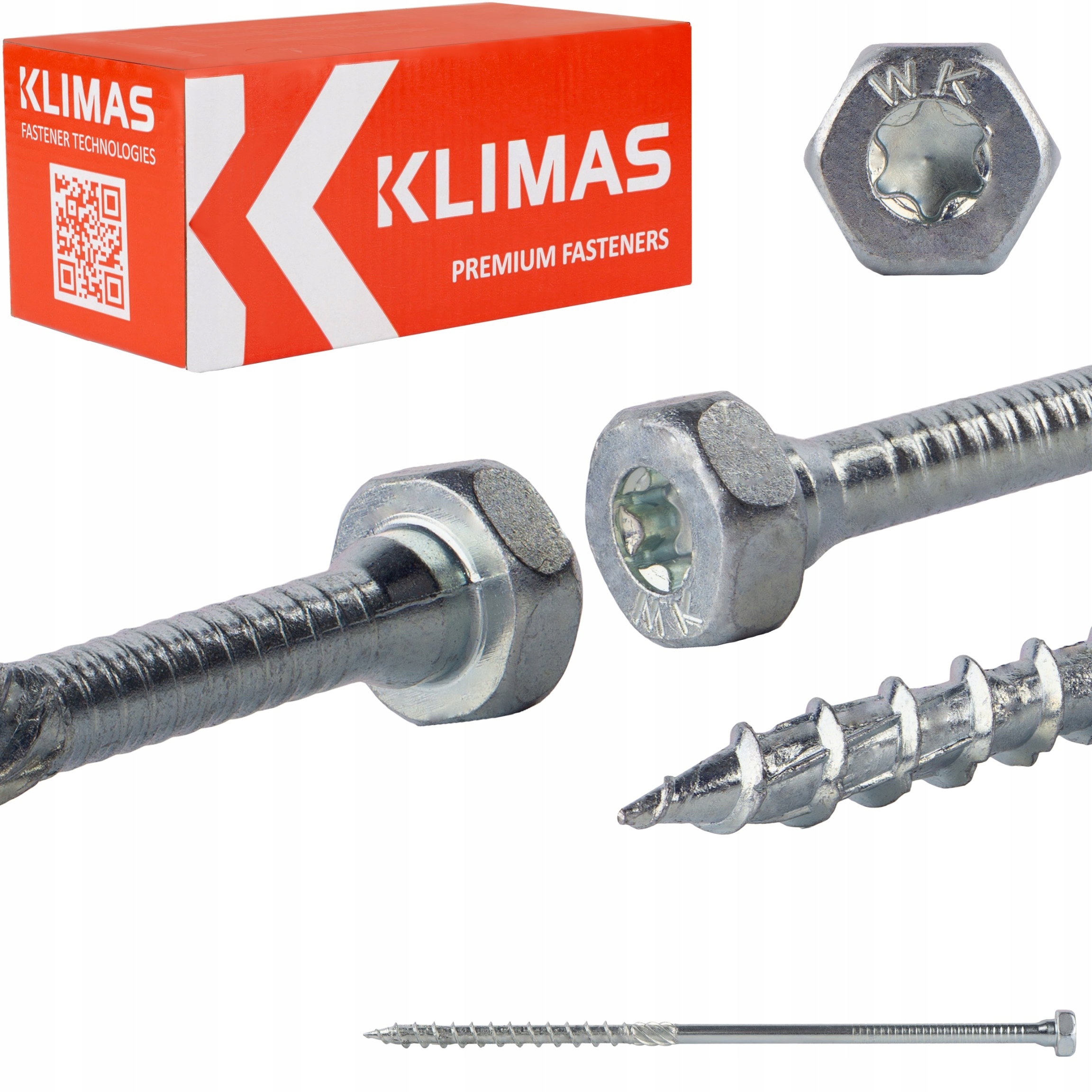 Tesařské vruty pro spojovací prvky 8x200 mm 50 ks Torx na klíč Klimas Wkch