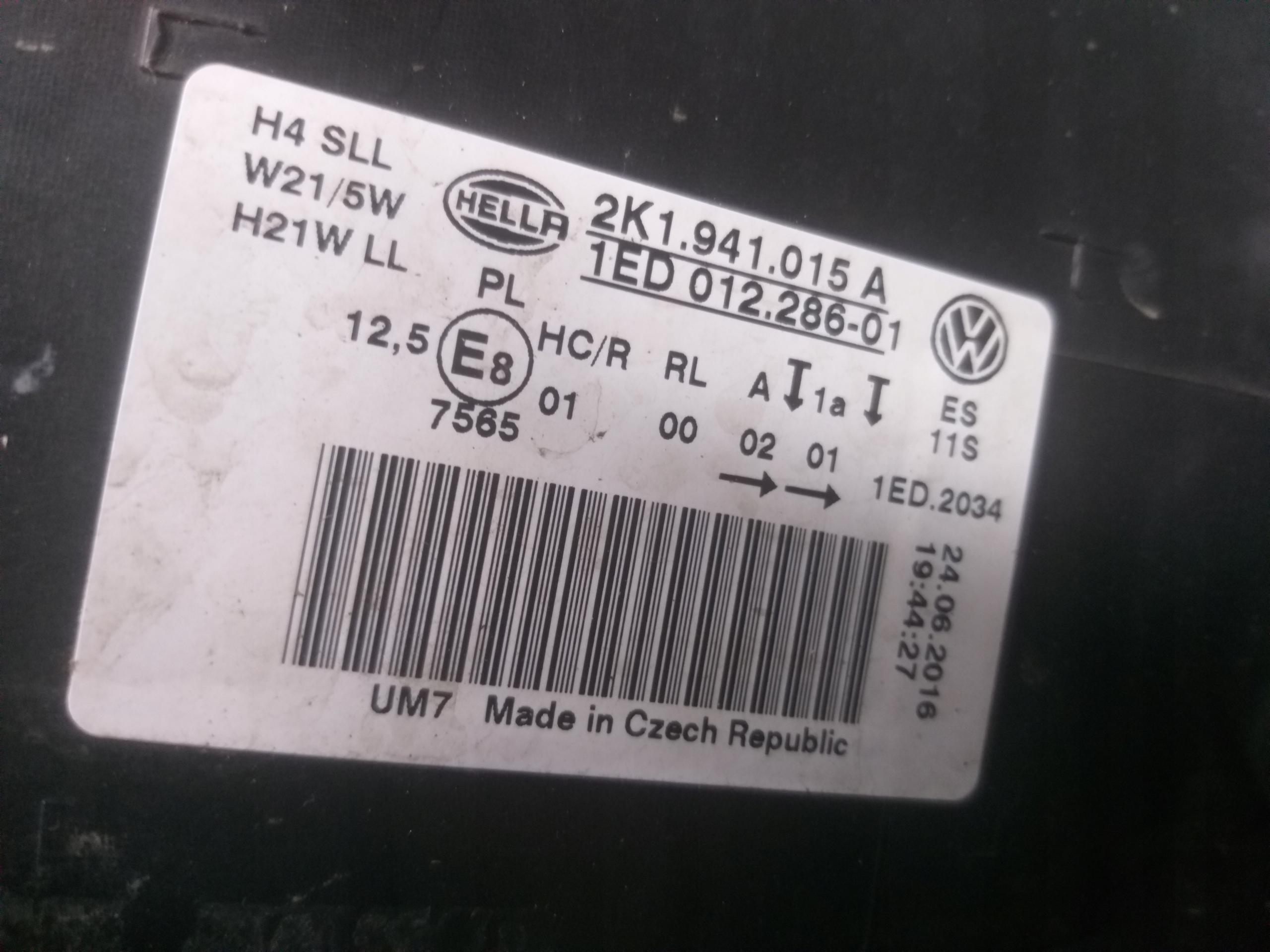 light front left VW CADDY 15- 2K5941015A