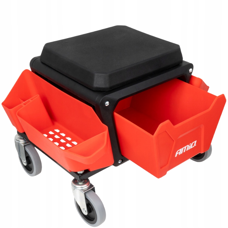 Stolička Do Dielne Stolička Na Kolieskach S Úložným Priestorom 150 Kg Sedadlo