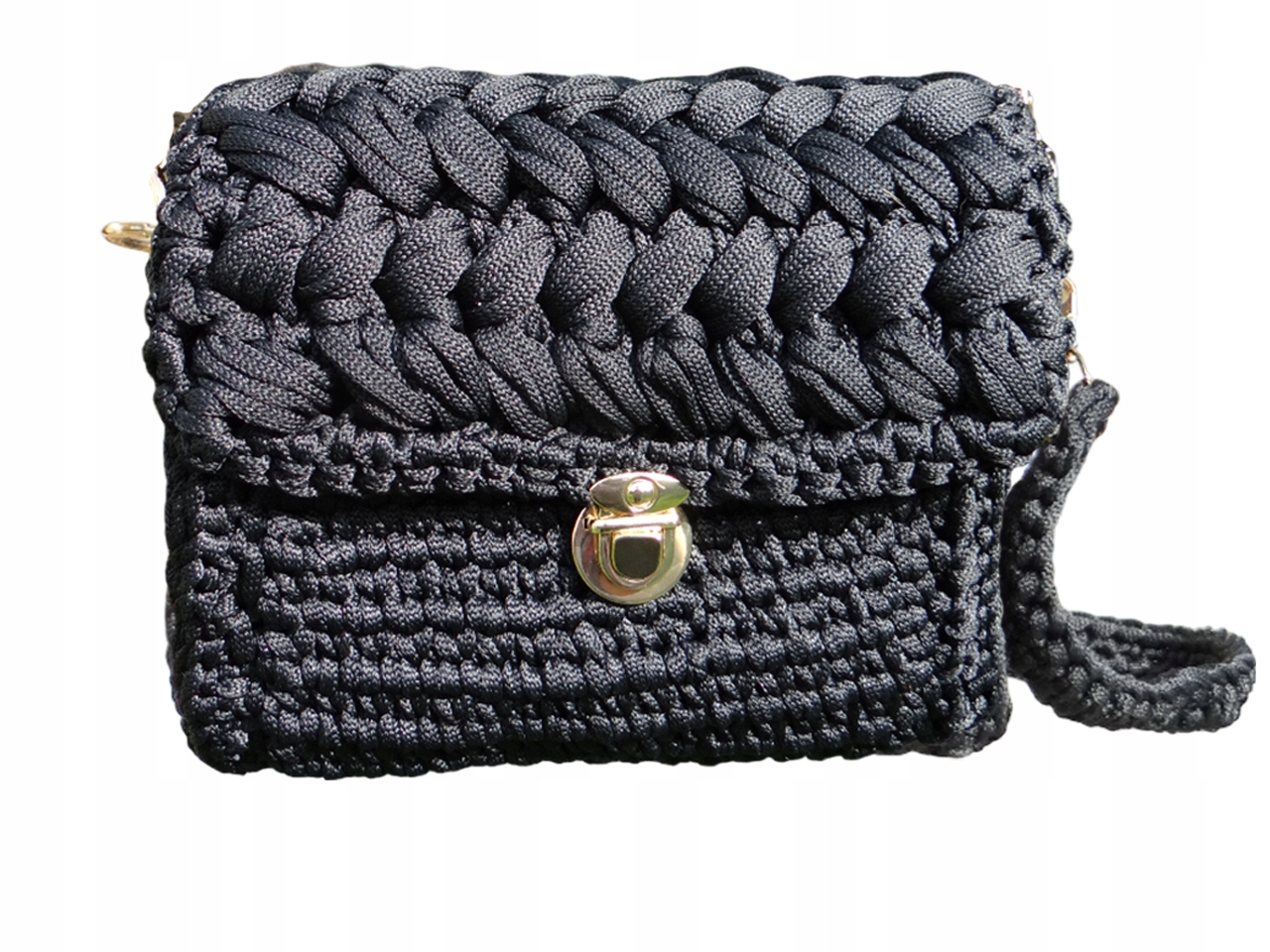 Kabelka ze šňůry ručně vyrobená na háčkování TS017 handmade, černá