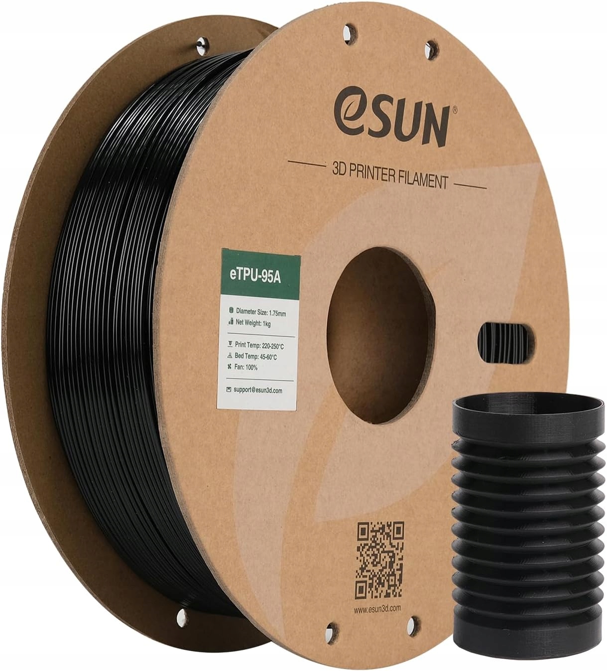 Filament Tpu 95A elastyczny eSun 1,75 mm 1 kg czarny papierowa szpula
