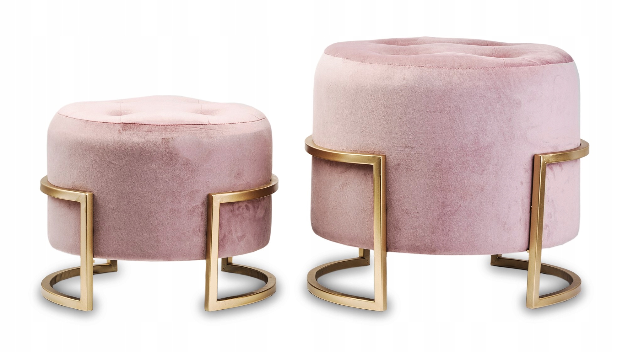 Pufy na taburetky, komplet sedadiel, ružové, zlaté sedadlo