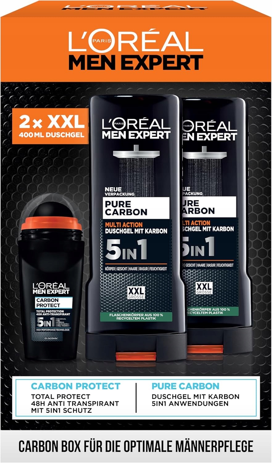 L'Oréal Men Expert Sada Gel Antiperspirant Čistící uhlí 48h 850 ml