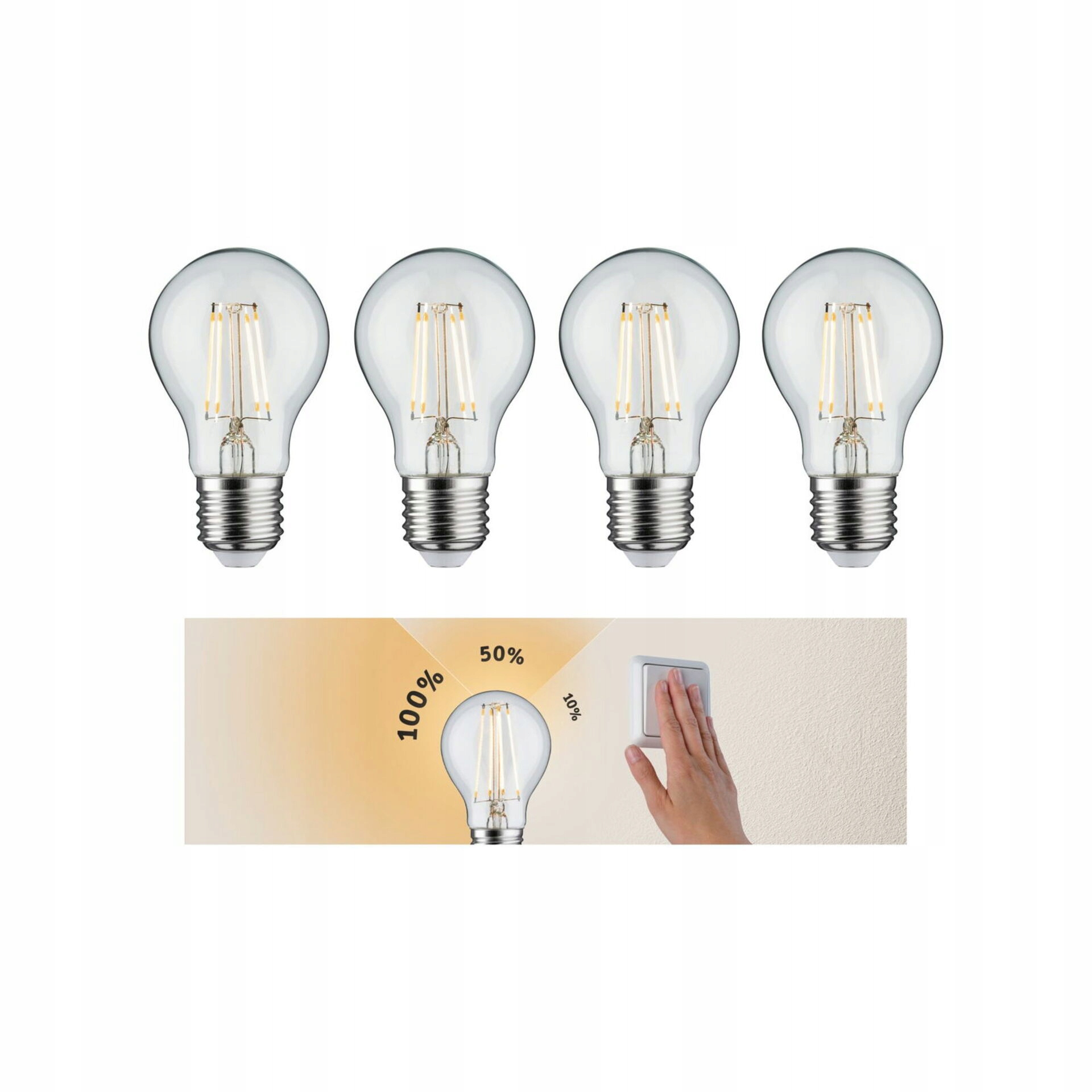 Paulmann set 4x Led žárovka E27 5W 2700K 3-krokově stmívatelná čirá