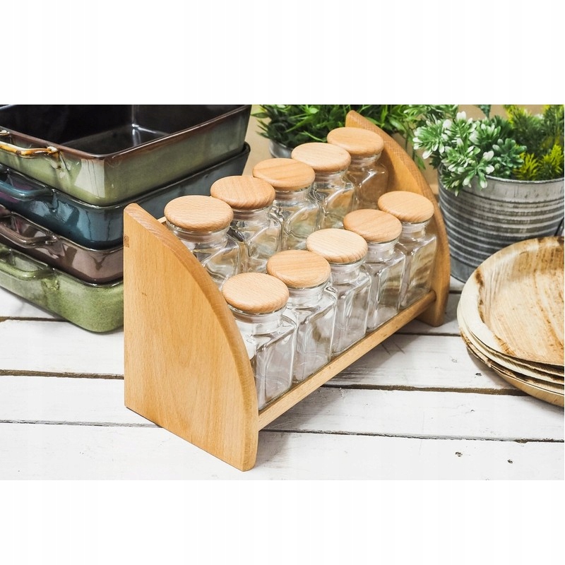 PRZYPRAWNIK szklane pojemniki PÓŁKA NA PRZYPRAWY Marka Practic