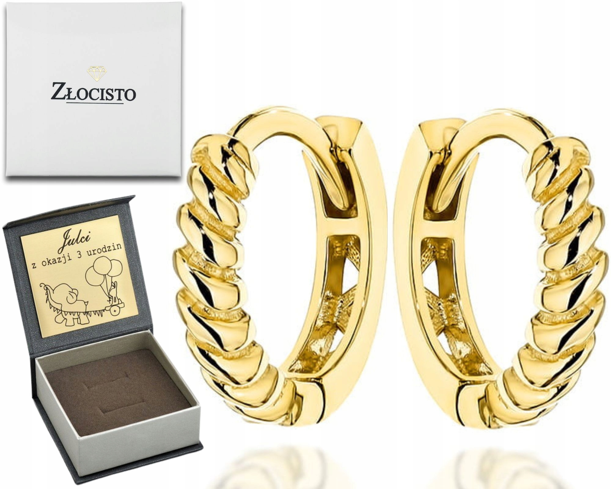 Náušnice , Jemné Řezané Kroužky Ryzost 585 Gravírování Dárek