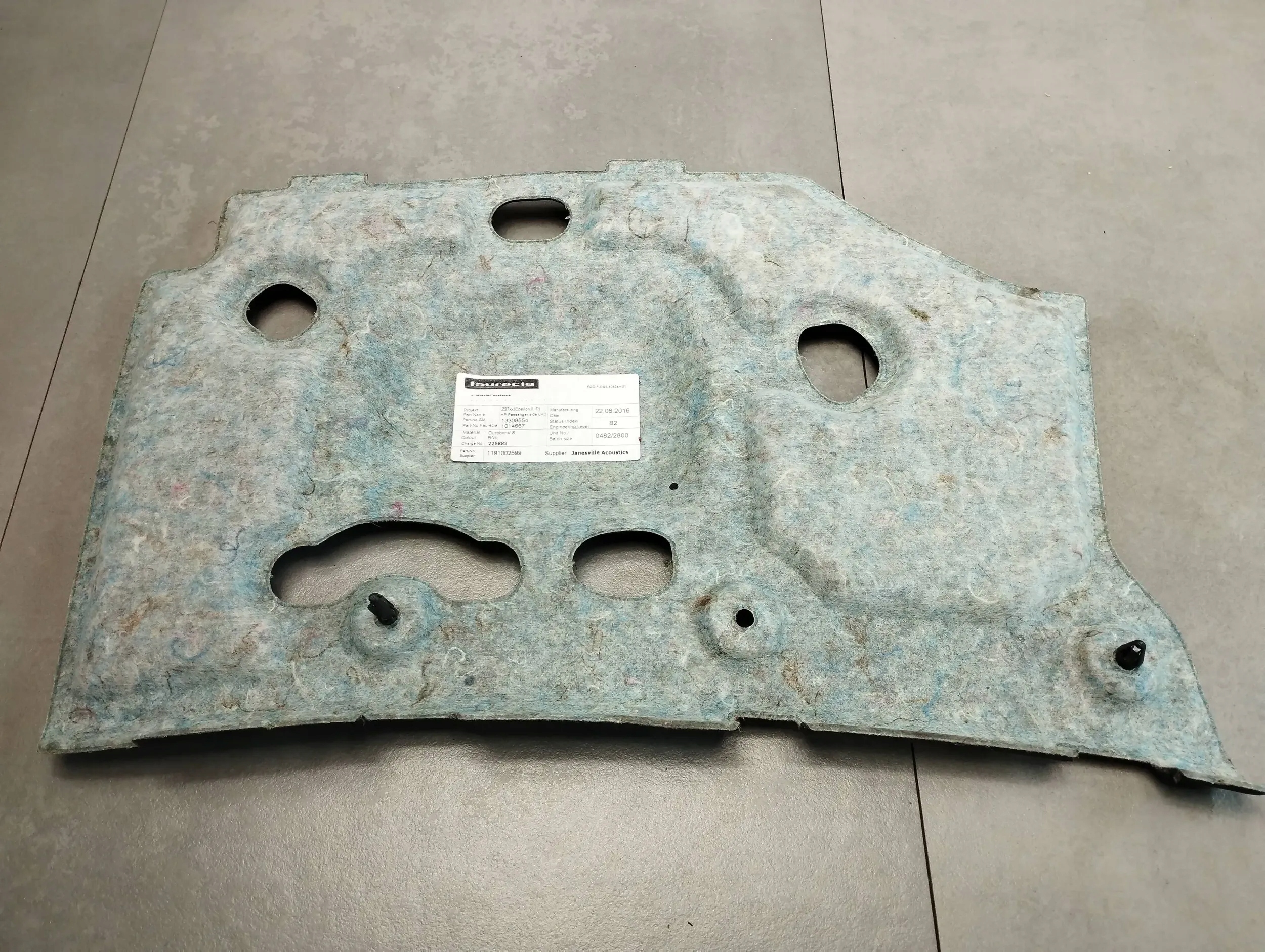 Opel Insignia A soundproofing passenger compartments 13308554