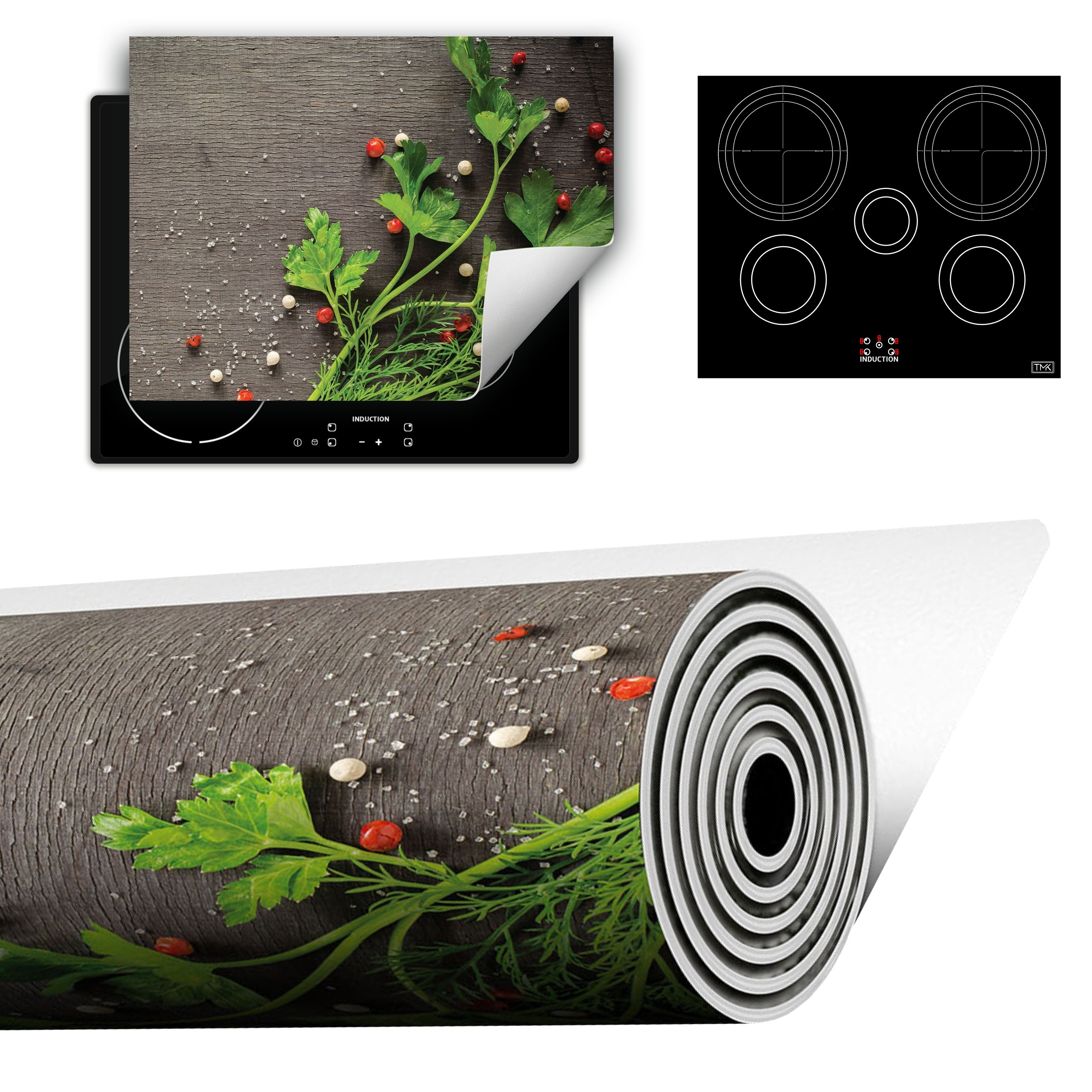 Vinylová Podložka Do Kuchyně Více Místa 70x52 zelená koření