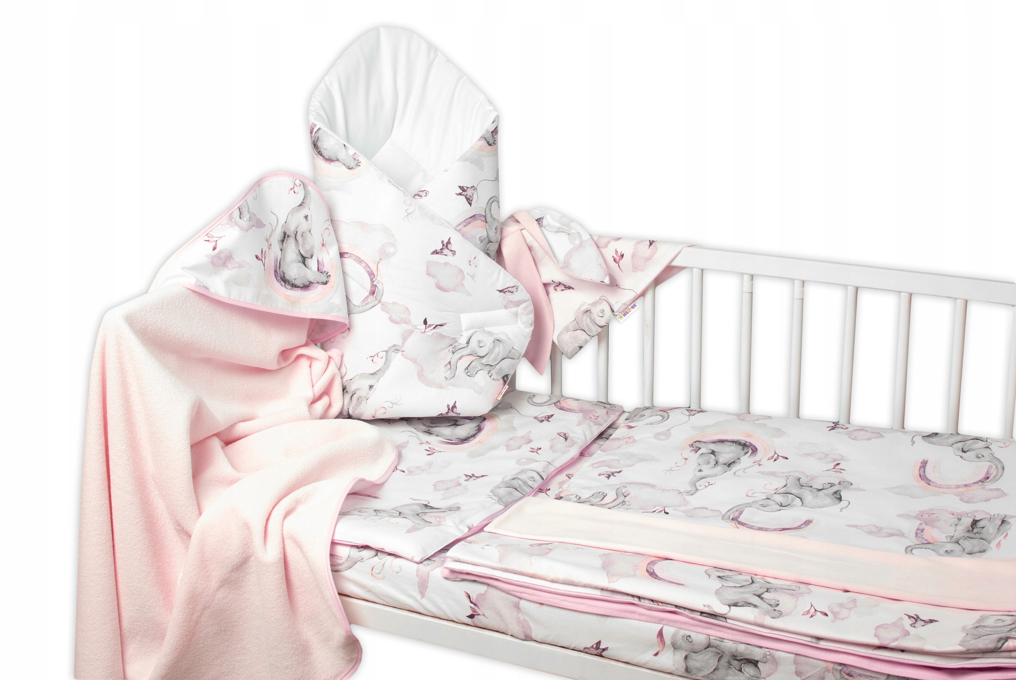 6D dielna výhod. ada s darčekom pre bábätko,135x100 Slon a dúha, ružová/biela