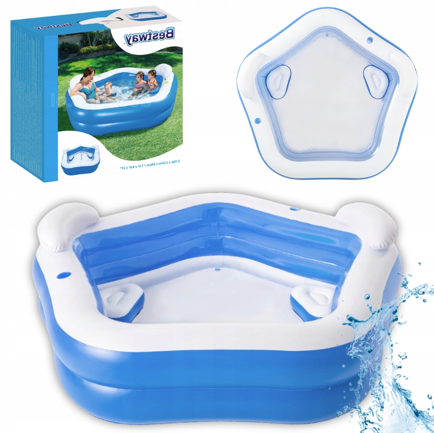 Basen Dmuchany Ogrodowy XXL Rodzinny z Poduszkami i Siedzeniami