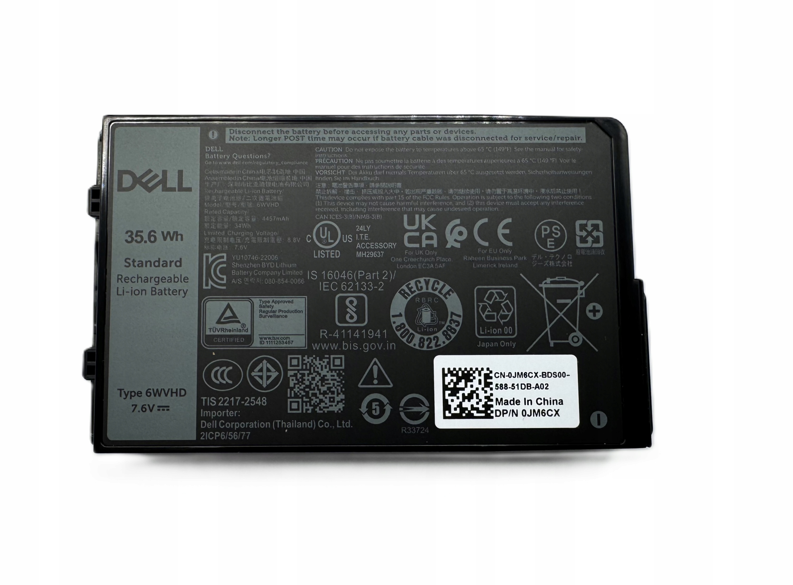 Nová Originálna Batéria Dell Latitude 7230 Rugged Type 6WVHD JM6CX 35.6WH